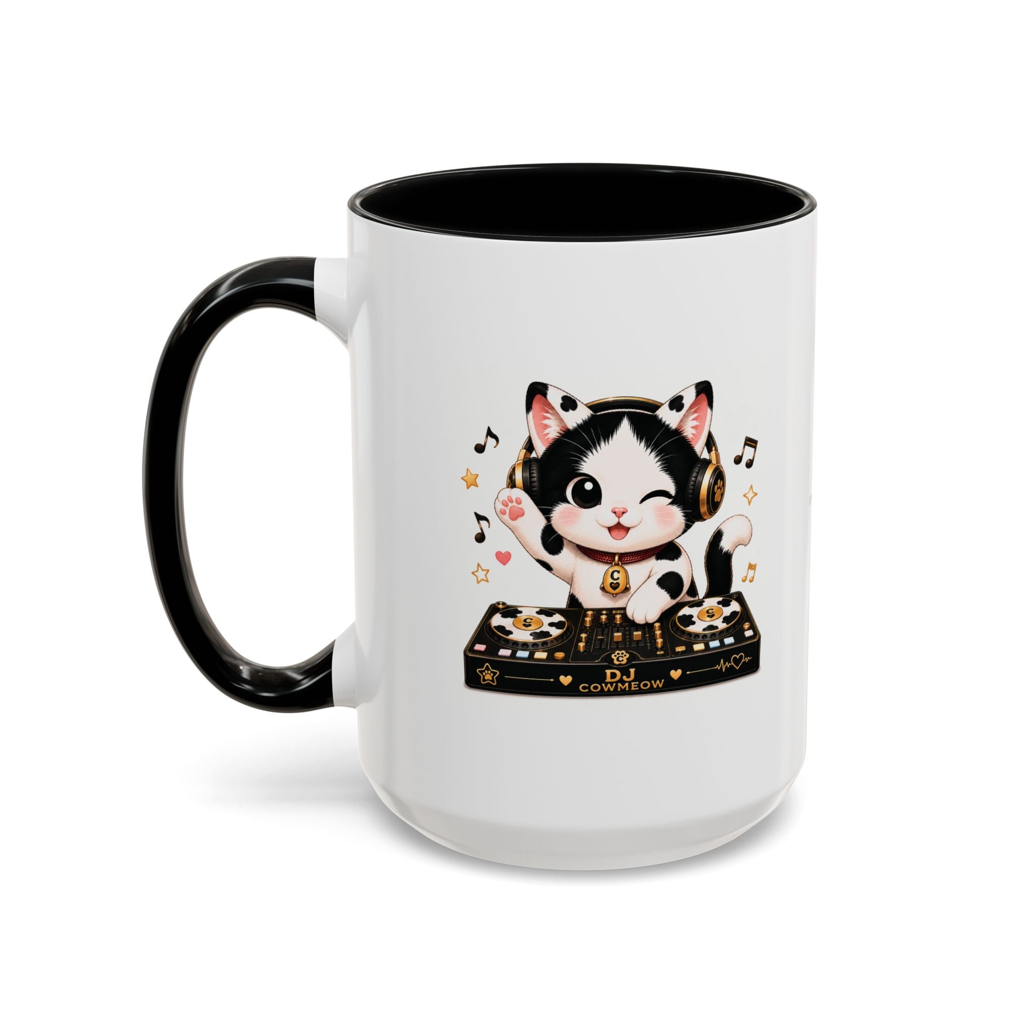 DJ Cat Coffee Mug | Funny Tuxedo Cat Gift | Cowmeow & Co