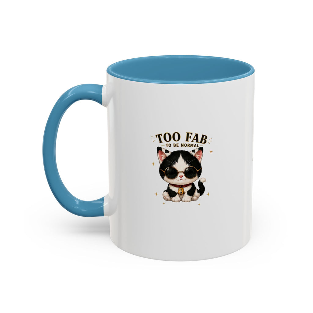"Too Fab to be Normal Cat Mug | Funny Tuxedo Cat Coffee Mug | Cowmeow & Co"