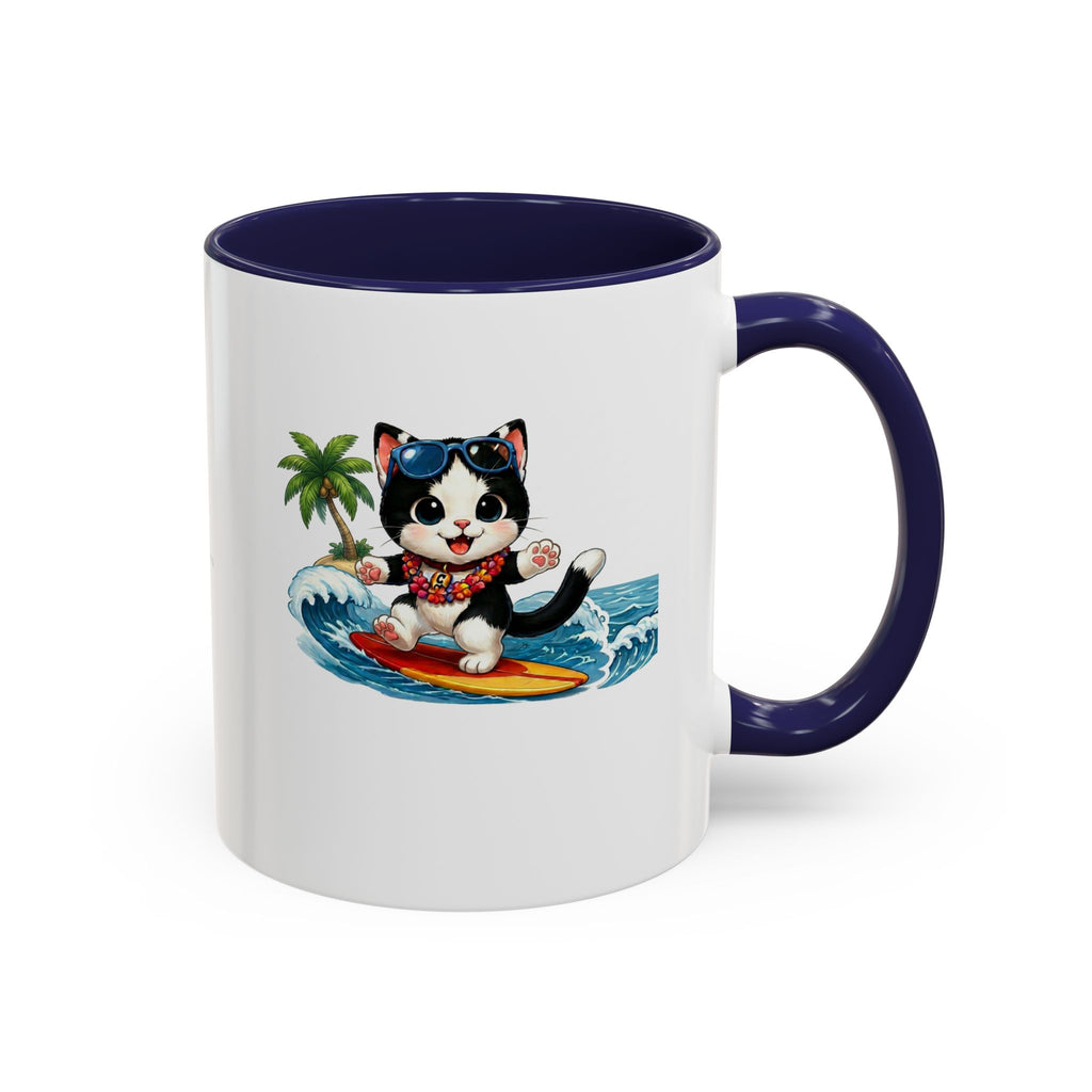 Surfing Cat Summer Coffee Mug | Cute Beach Cat Mug | Cowmeow & Co