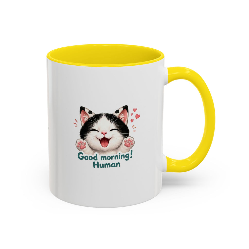 Good Morning, Human! —  Cute Tuxedo Cat Coffee Mug, Cowmeow & Co