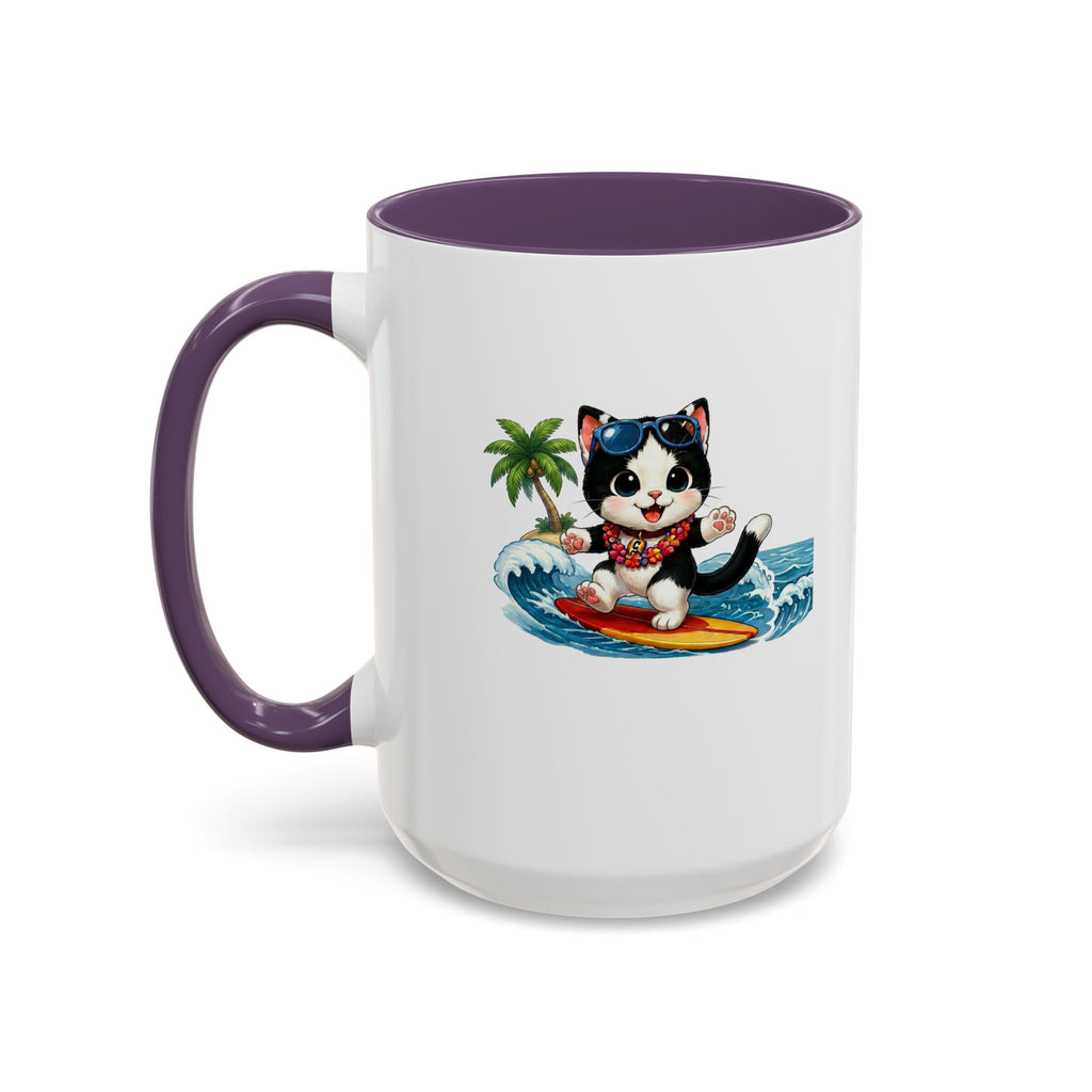 Surfing Cat Summer Coffee Mug | Cute Beach Cat Mug | Cowmeow & Co