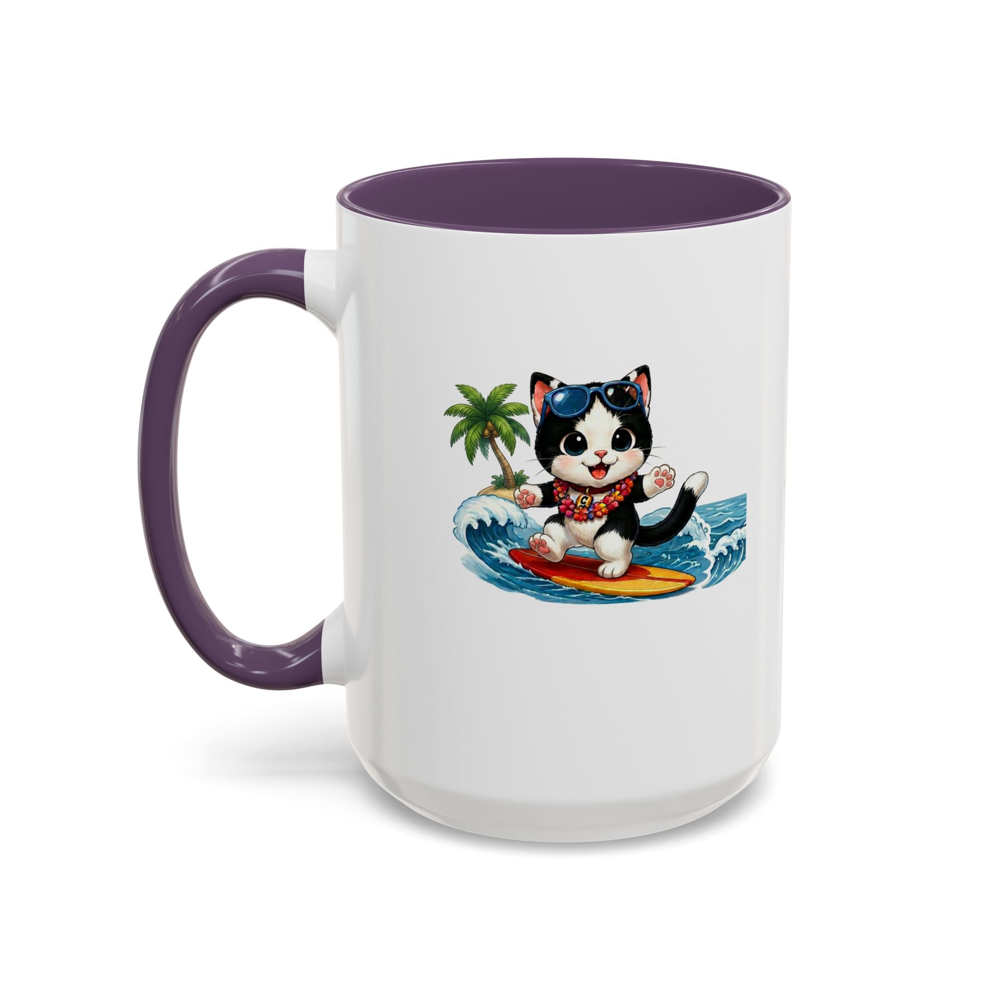 Surfing Cat Summer Coffee Mug | Cute Beach Cat Mug | Cowmeow & Co