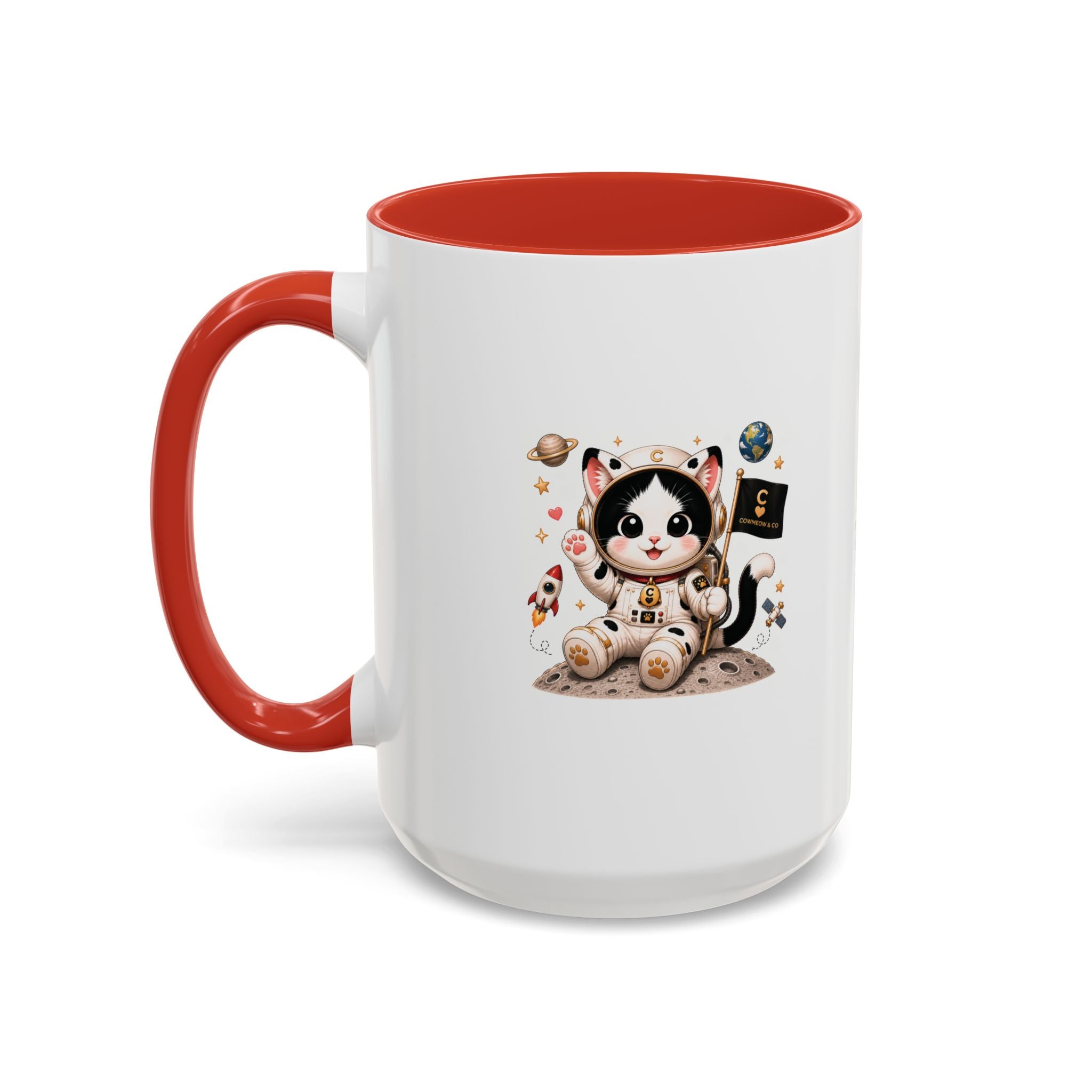 Astronaut Cowmeow Mug, Cute Tuxedo Cat, Space Coffee Mug, CowmeowandCo