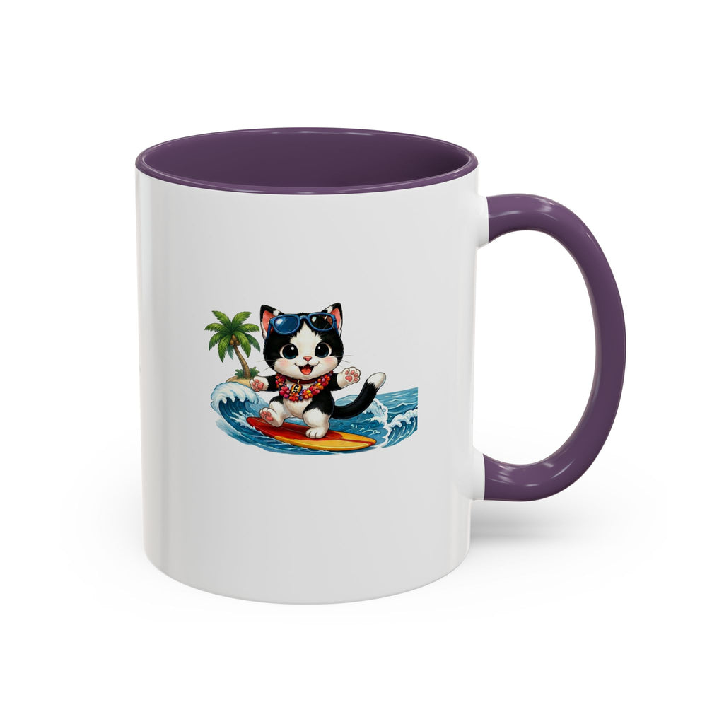 Surfing Cat Summer Coffee Mug | Cute Beach Cat Mug | Cowmeow & Co