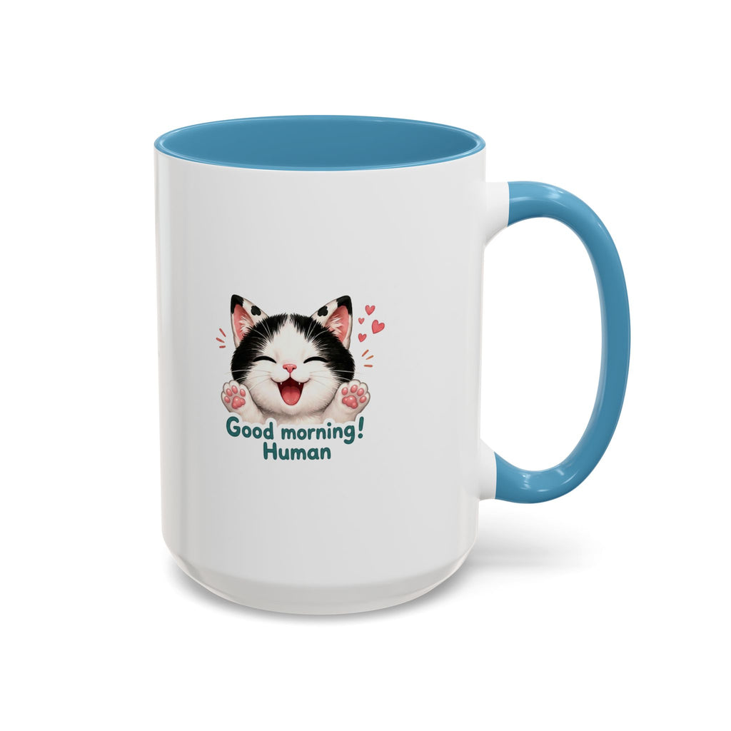 Good Morning, Human! —  Cute Tuxedo Cat Coffee Mug, Cowmeow & Co