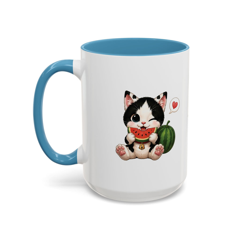 Watermelon Cat Mug | Cute Tuxedo Cat Coffee Mug | Cowmeow