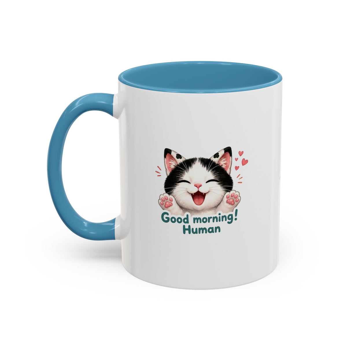 Good Morning, Human! —  Cute Tuxedo Cat Coffee Mug, Cowmeow & Co