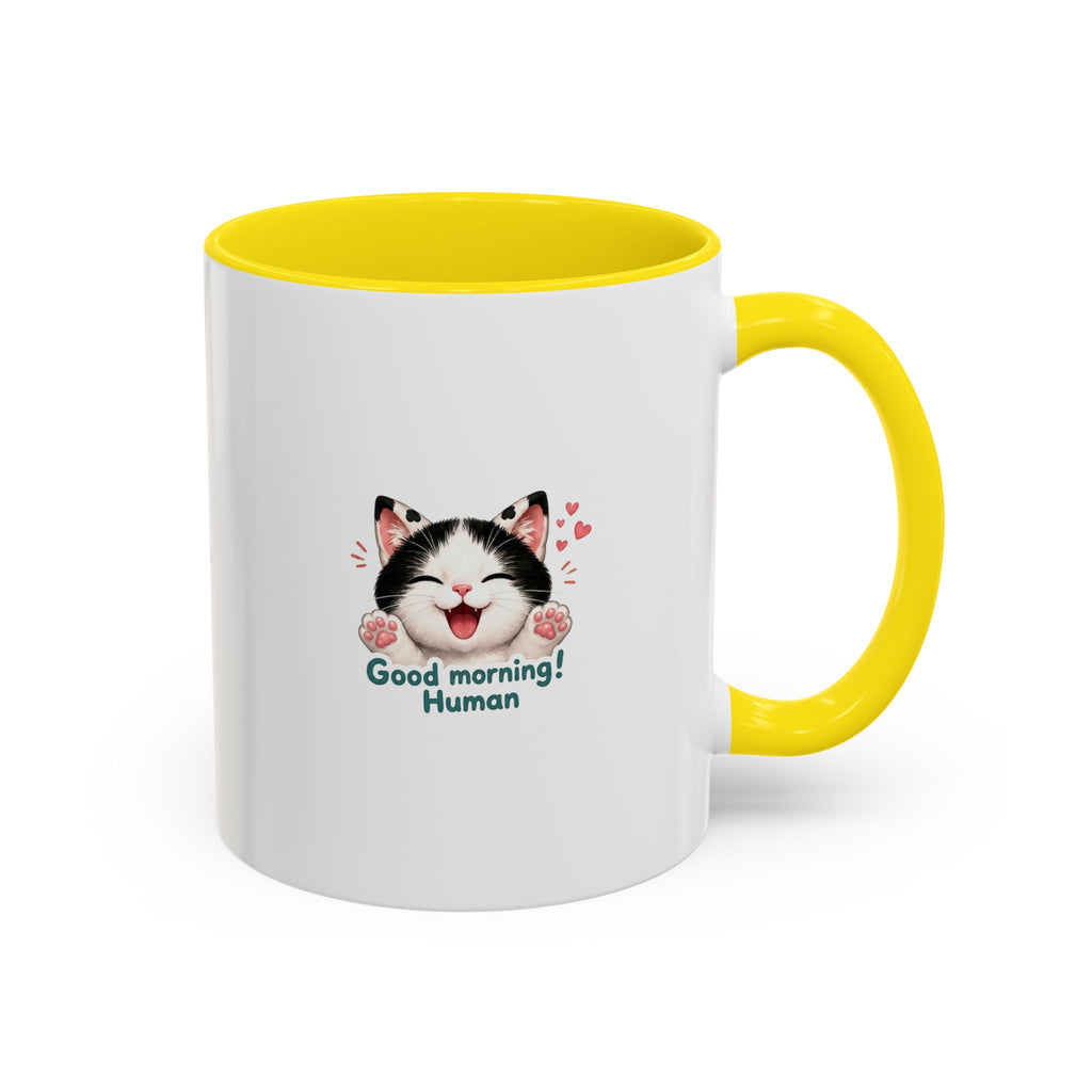 Good Morning, Human! —  Cute Tuxedo Cat Coffee Mug, Cowmeow & Co