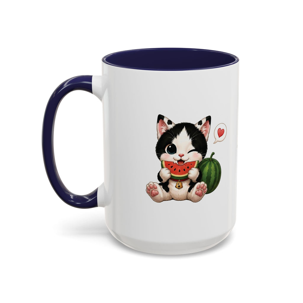 Watermelon Cat Mug | Cute Tuxedo Cat Coffee Mug | Cowmeow