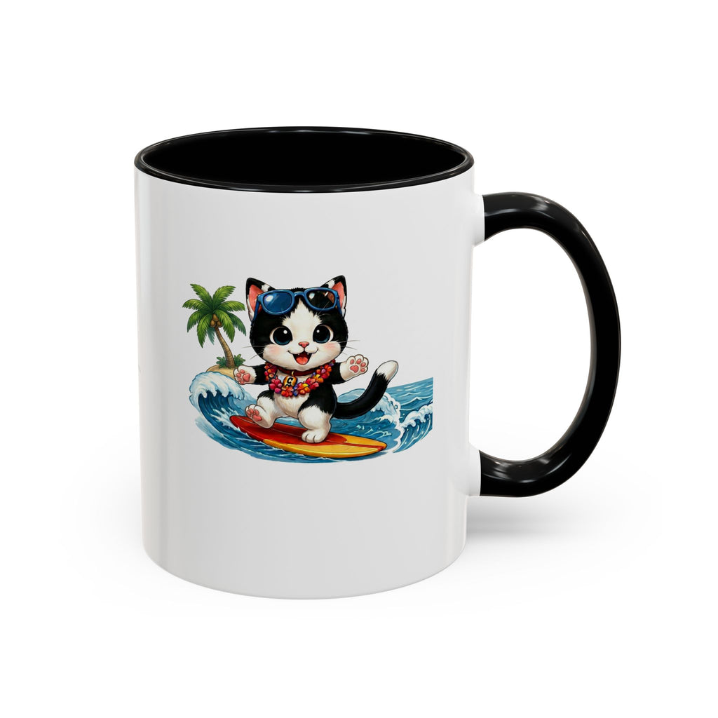 Surfing Cat Summer Coffee Mug | Cute Beach Cat Mug | Cowmeow & Co