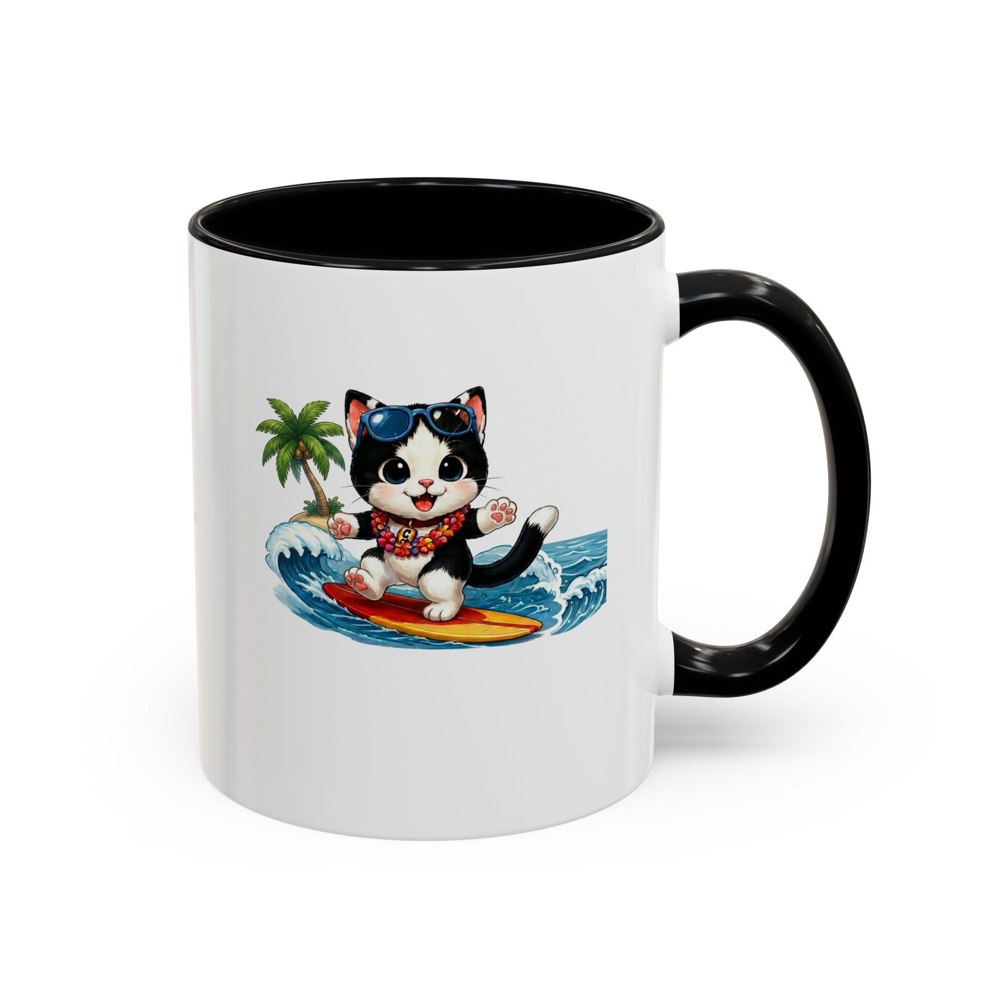 Surfing Cat Summer Coffee Mug | Cute Beach Cat Mug | Cowmeow & Co