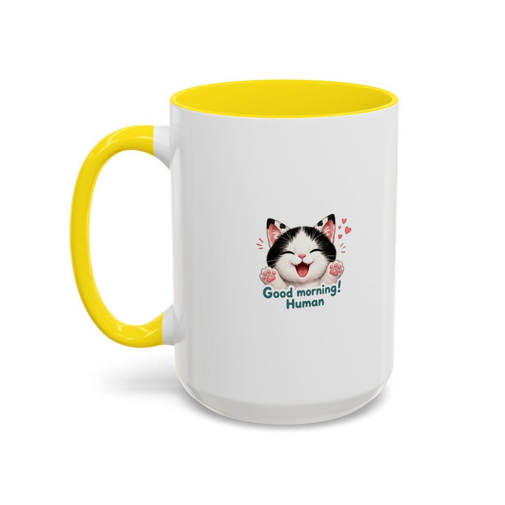 Good Morning, Human! —  Cute Tuxedo Cat Coffee Mug, Cowmeow & Co