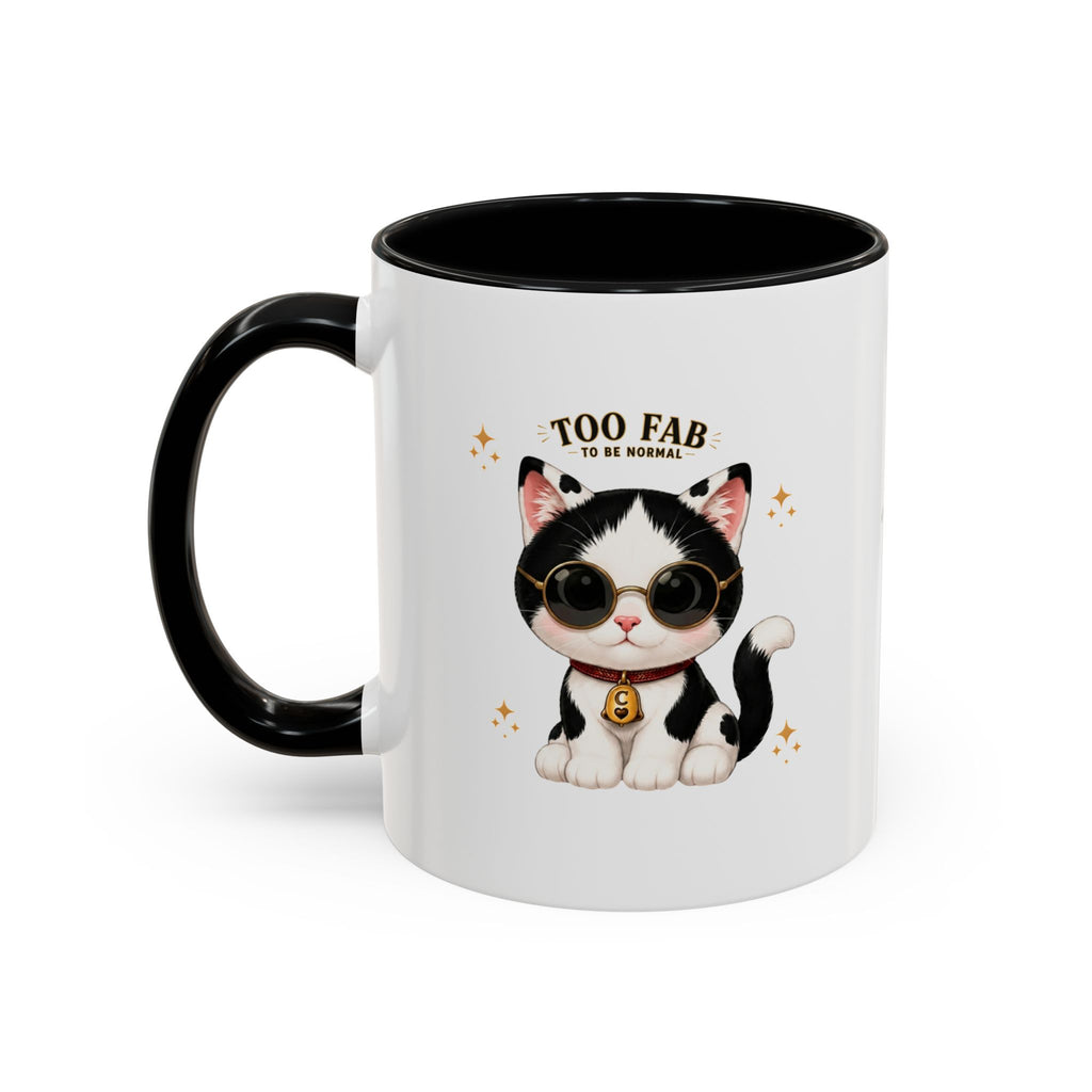 "Too Fab to be Normal Cat Mug | Funny Tuxedo Cat Coffee Mug | Cowmeow & Co"
