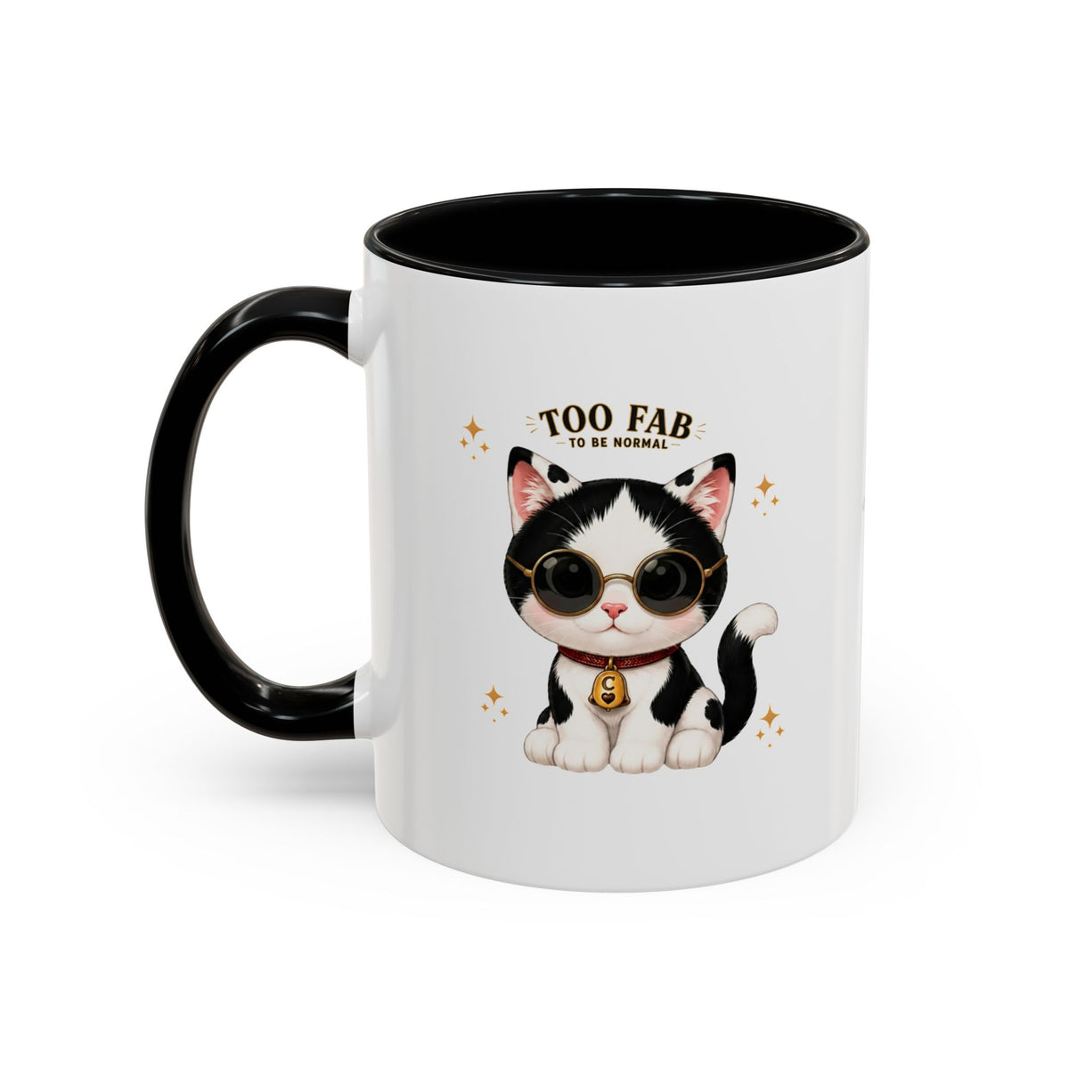 "Too Fab to be Normal Cat Mug | Funny Tuxedo Cat Coffee Mug | Cowmeow & Co"