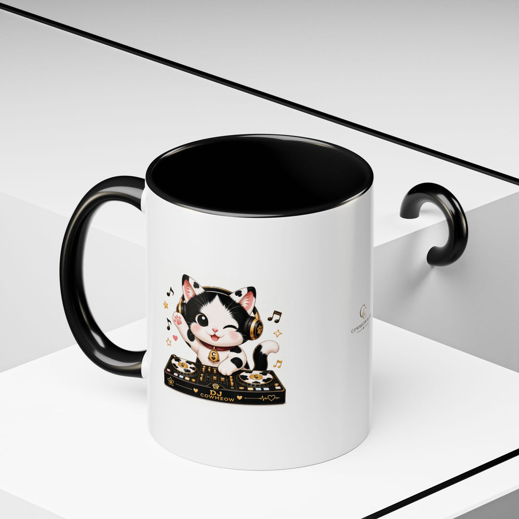 DJ Cat Coffee Mug | Funny Tuxedo Cat Gift | Cowmeow & Co