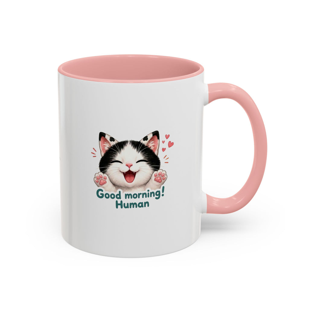 Good Morning, Human! —  Cute Tuxedo Cat Coffee Mug, Cowmeow & Co