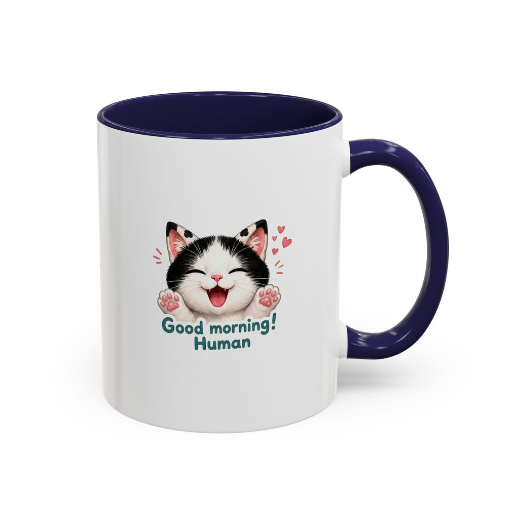 Good Morning, Human! —  Cute Tuxedo Cat Coffee Mug, Cowmeow & Co