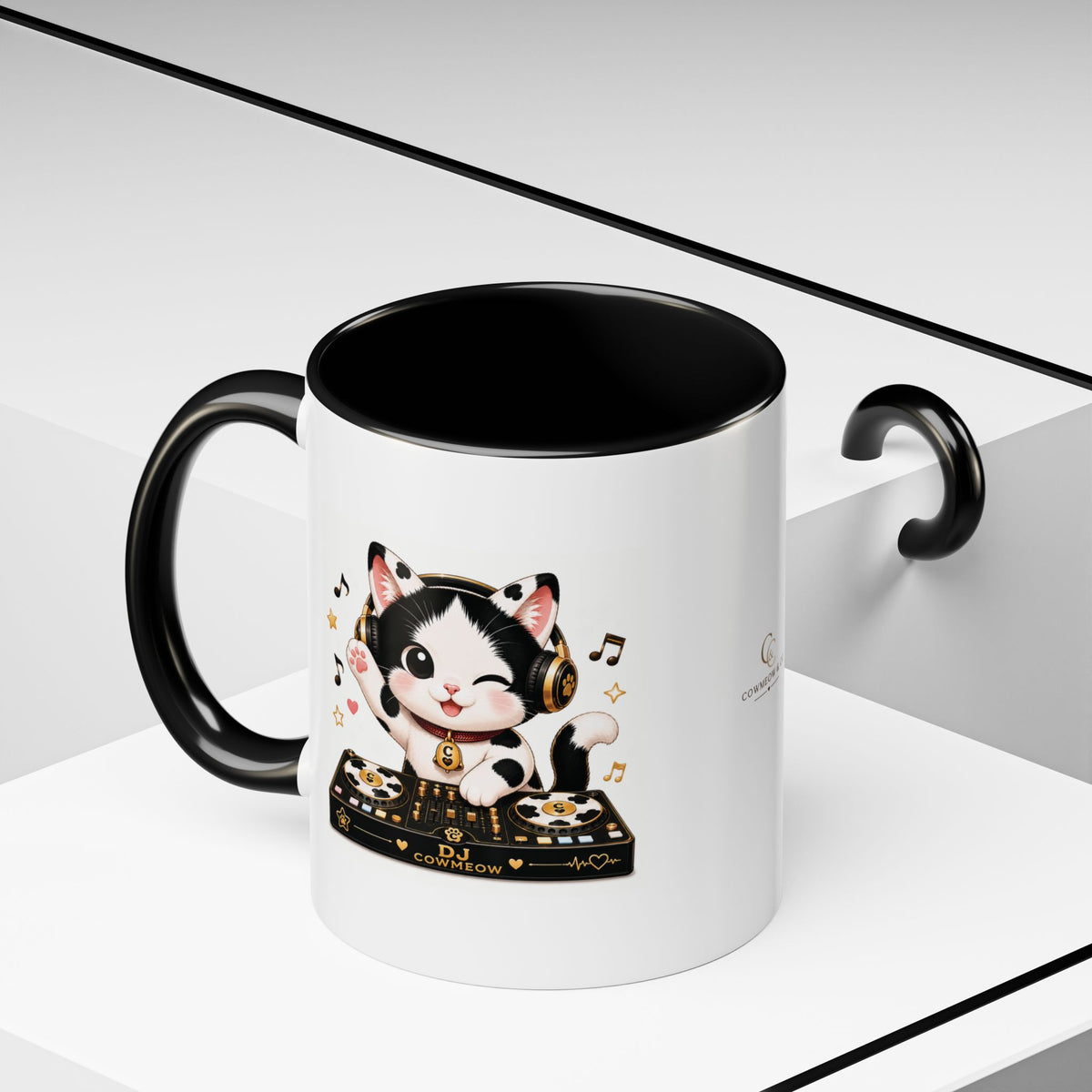 DJ Cat Coffee Mug | Funny Tuxedo Cat Gift | Cowmeow & Co