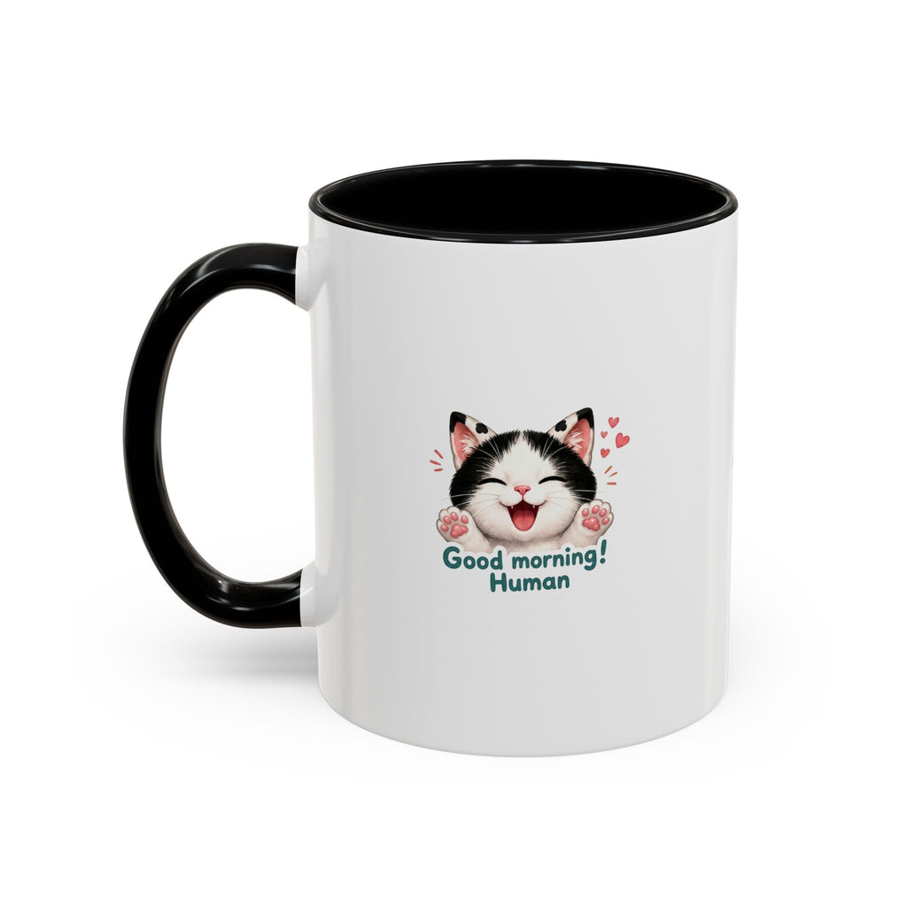 Good Morning, Human! —  Cute Tuxedo Cat Coffee Mug, Cowmeow & Co