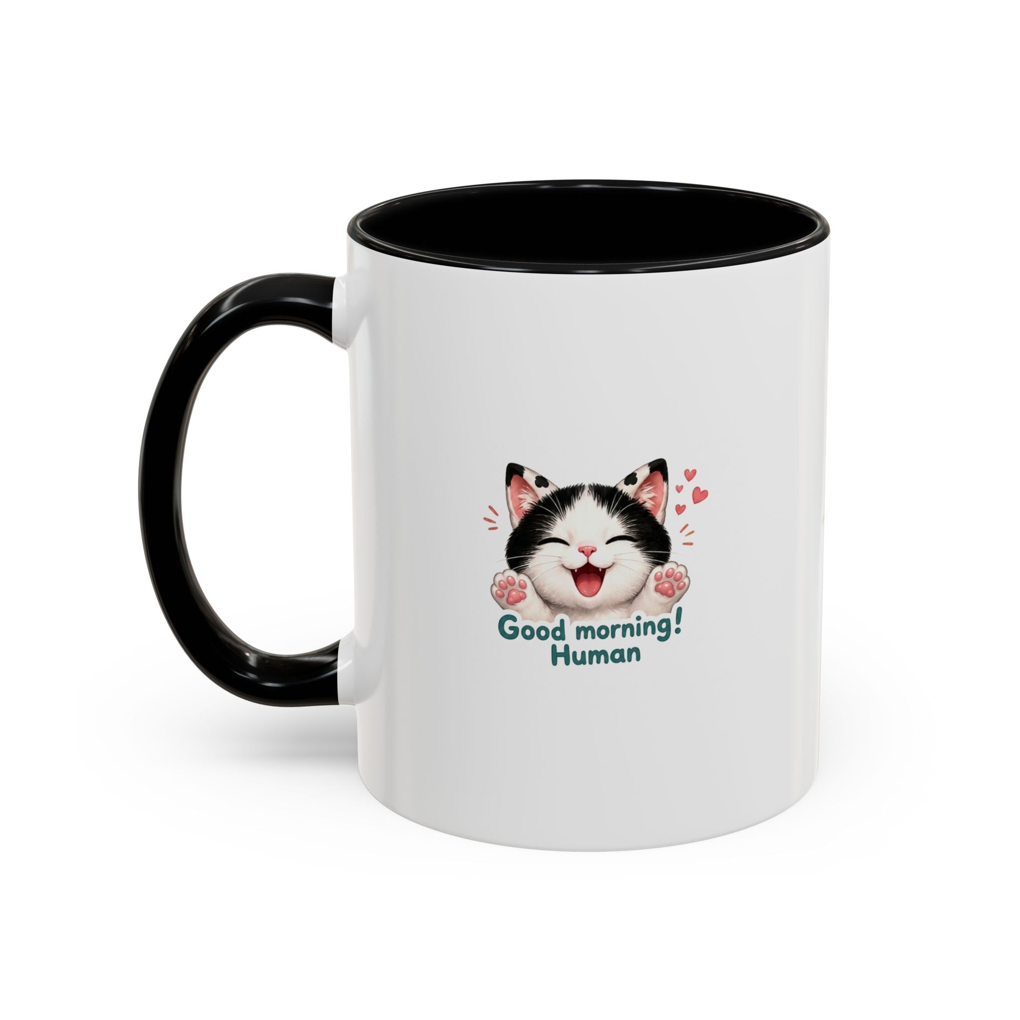 Good Morning, Human! —  Cute Tuxedo Cat Coffee Mug, Cowmeow & Co