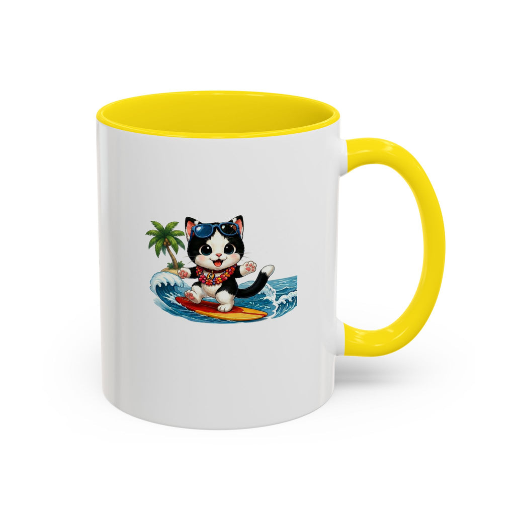 Surfing Cat Summer Coffee Mug | Cute Beach Cat Mug | Cowmeow & Co