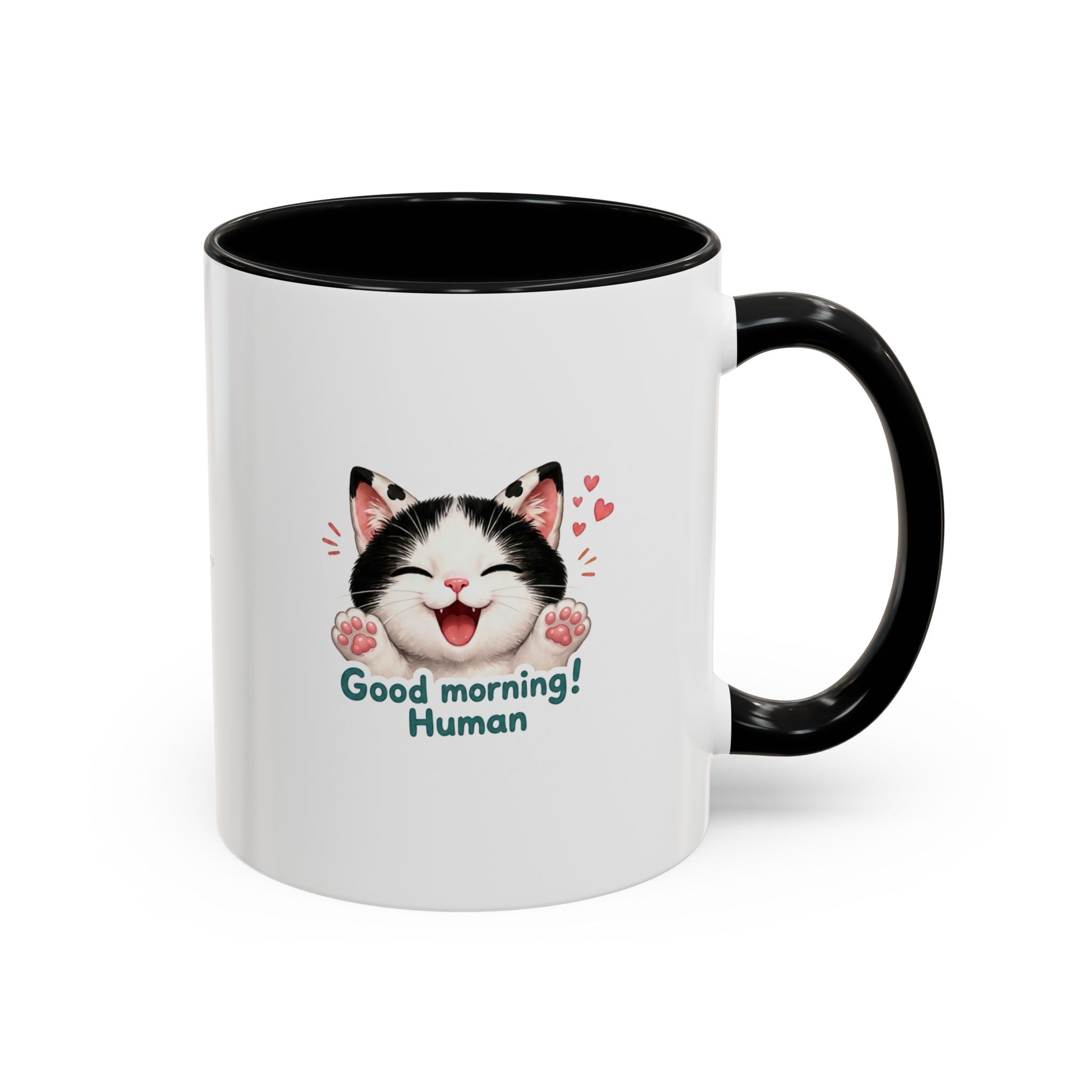 Good Morning, Human! —  Cute Tuxedo Cat Coffee Mug, Cowmeow & Co