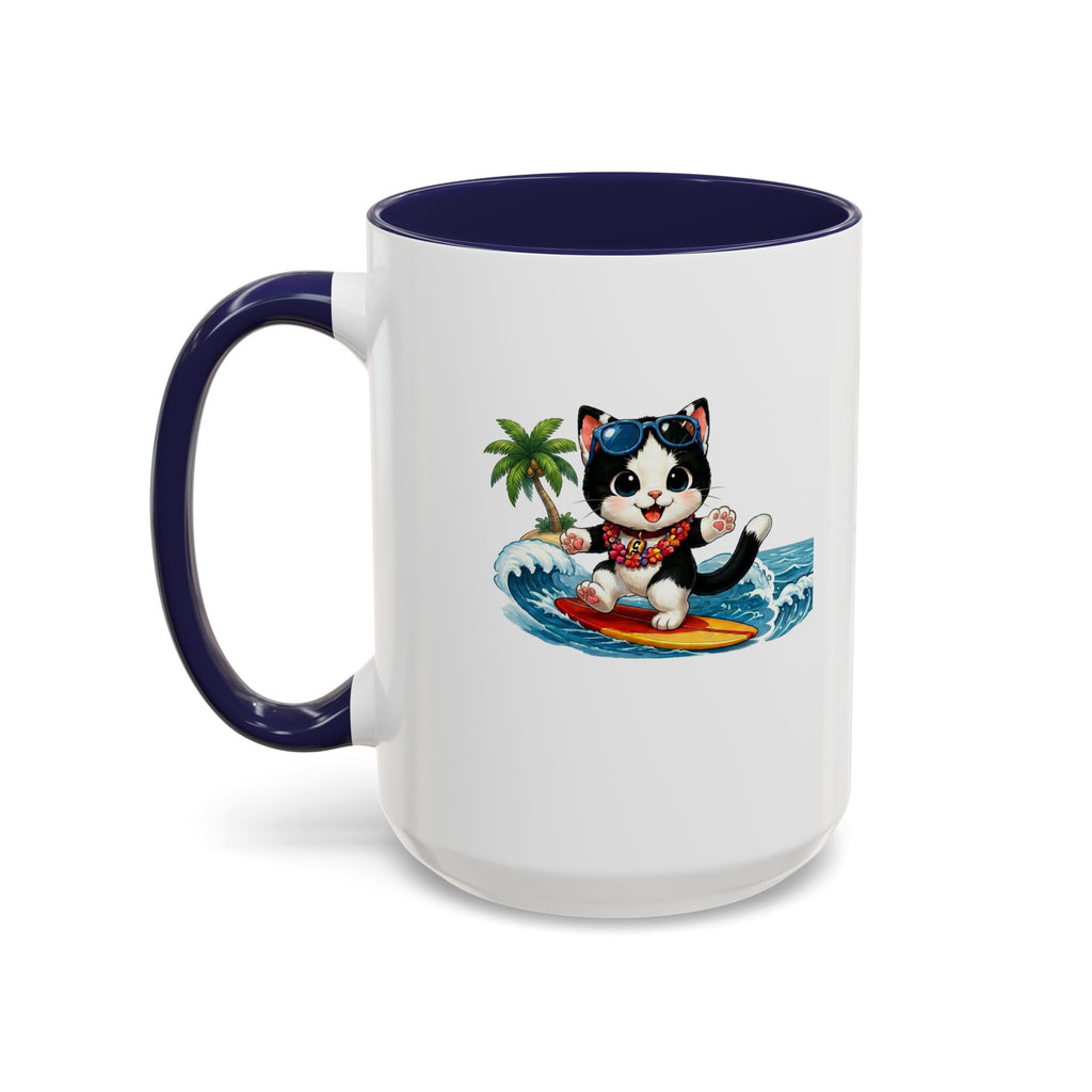 Surfing Cat Summer Coffee Mug | Cute Beach Cat Mug | Cowmeow & Co