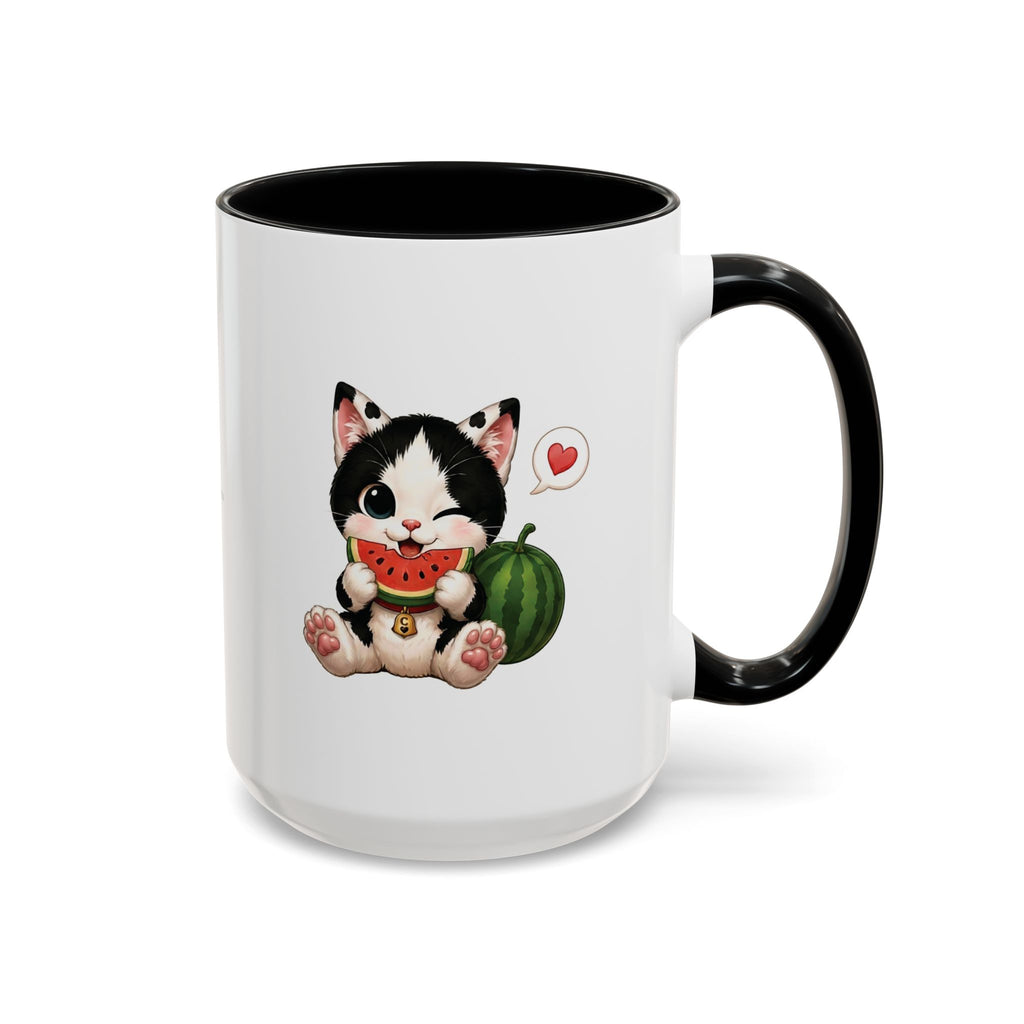 Watermelon Cat Mug | Cute Tuxedo Cat Coffee Mug | Cowmeow