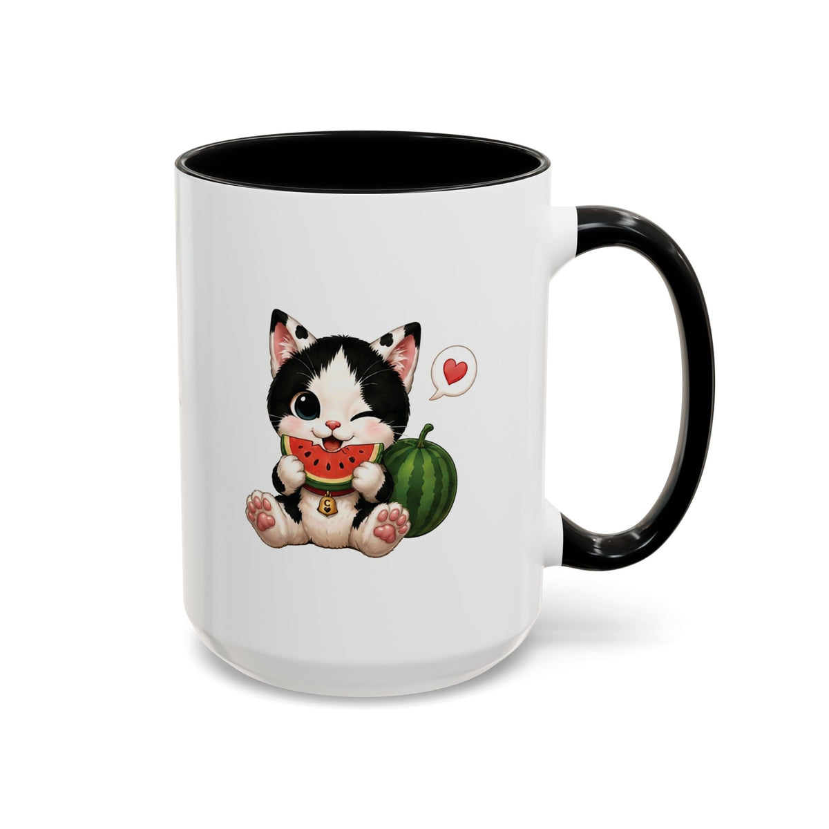 Watermelon Cat Mug | Cute Tuxedo Cat Coffee Mug | Cowmeow