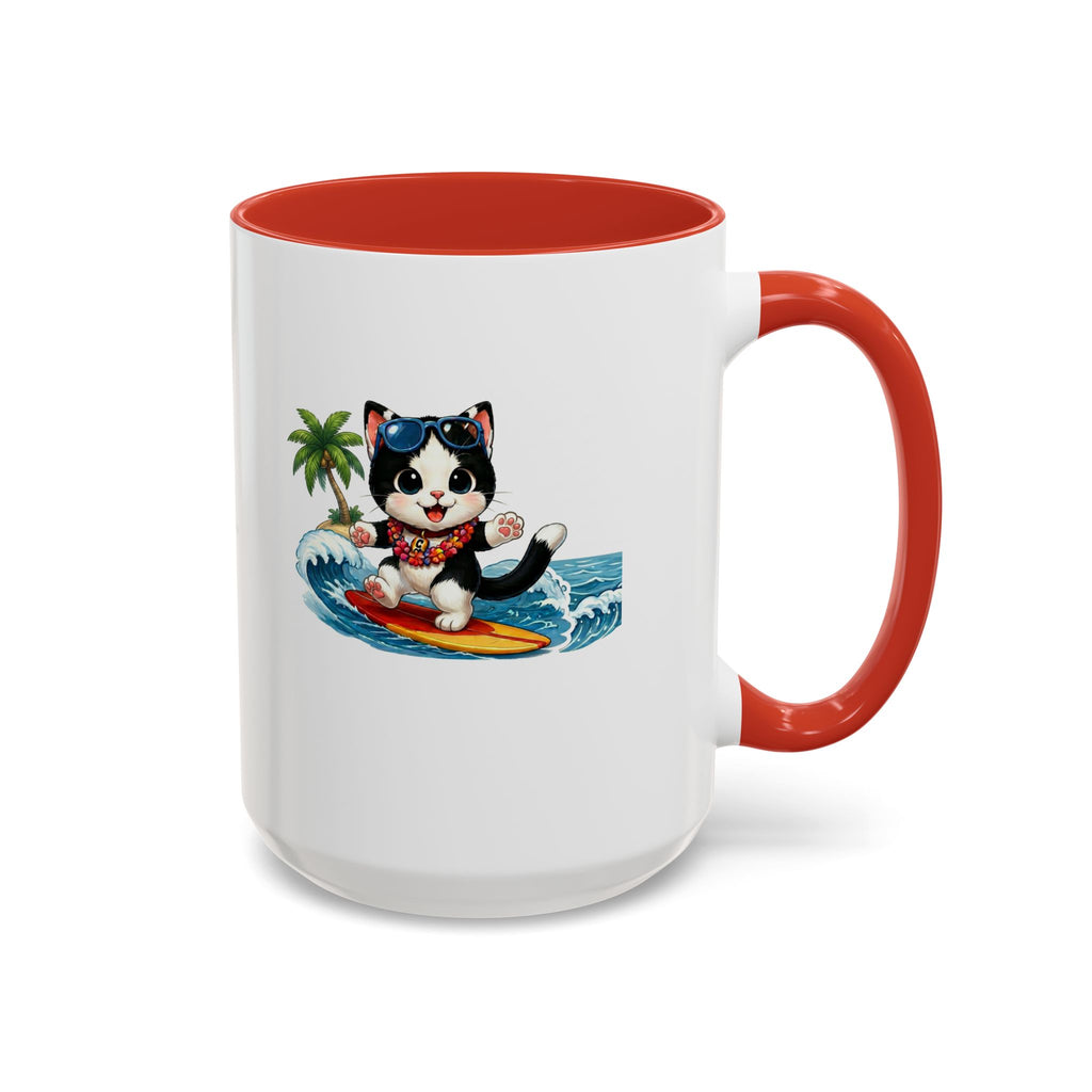 Surfing Cat Summer Coffee Mug | Cute Beach Cat Mug | Cowmeow & Co