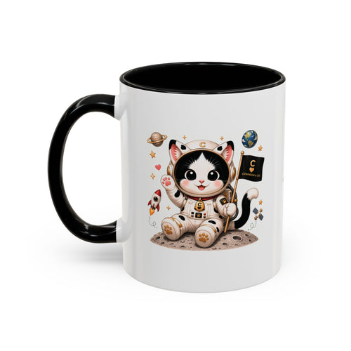 Astronaut Cowmeow Mug, Cute Tuxedo Cat, Space Coffee Mug, CowmeowandCo