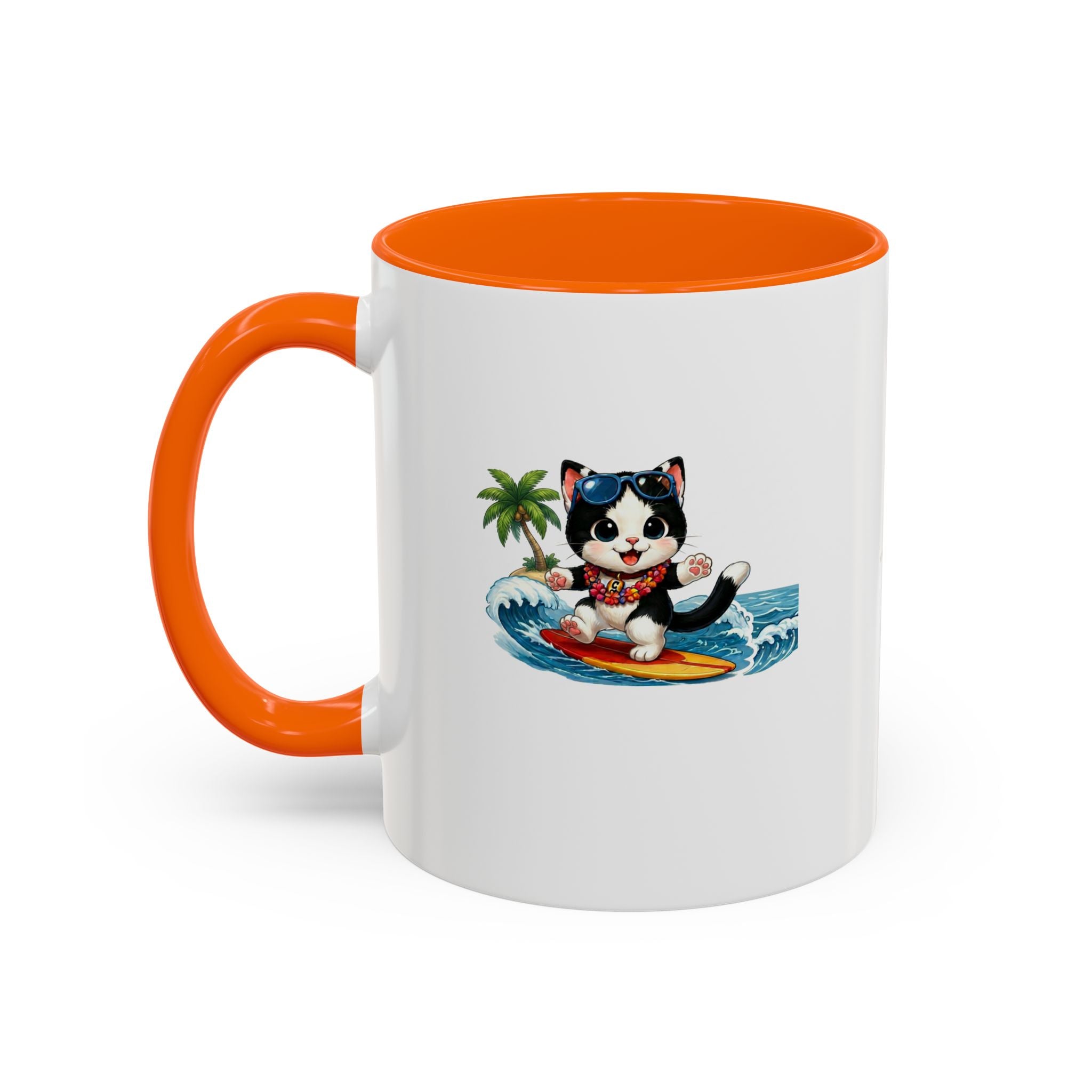 Surfing Cat Summer Coffee Mug | Cute Beach Cat Mug | Cowmeow & Co