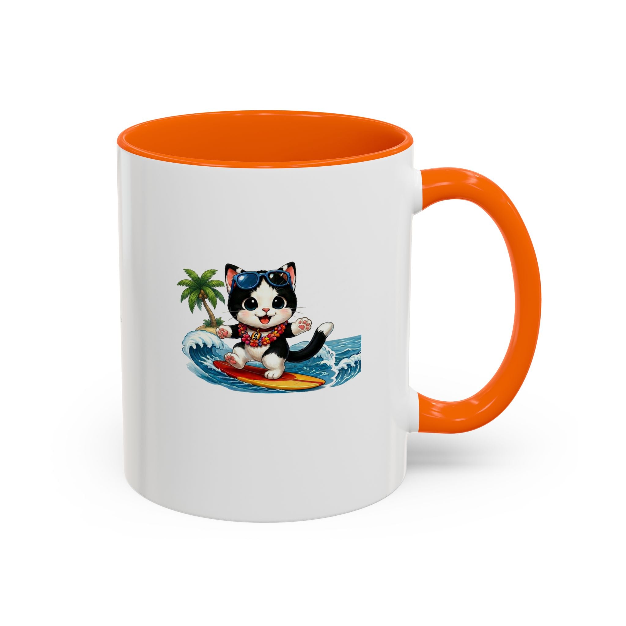 Surfing Cat Summer Coffee Mug | Cute Beach Cat Mug | Cowmeow & Co