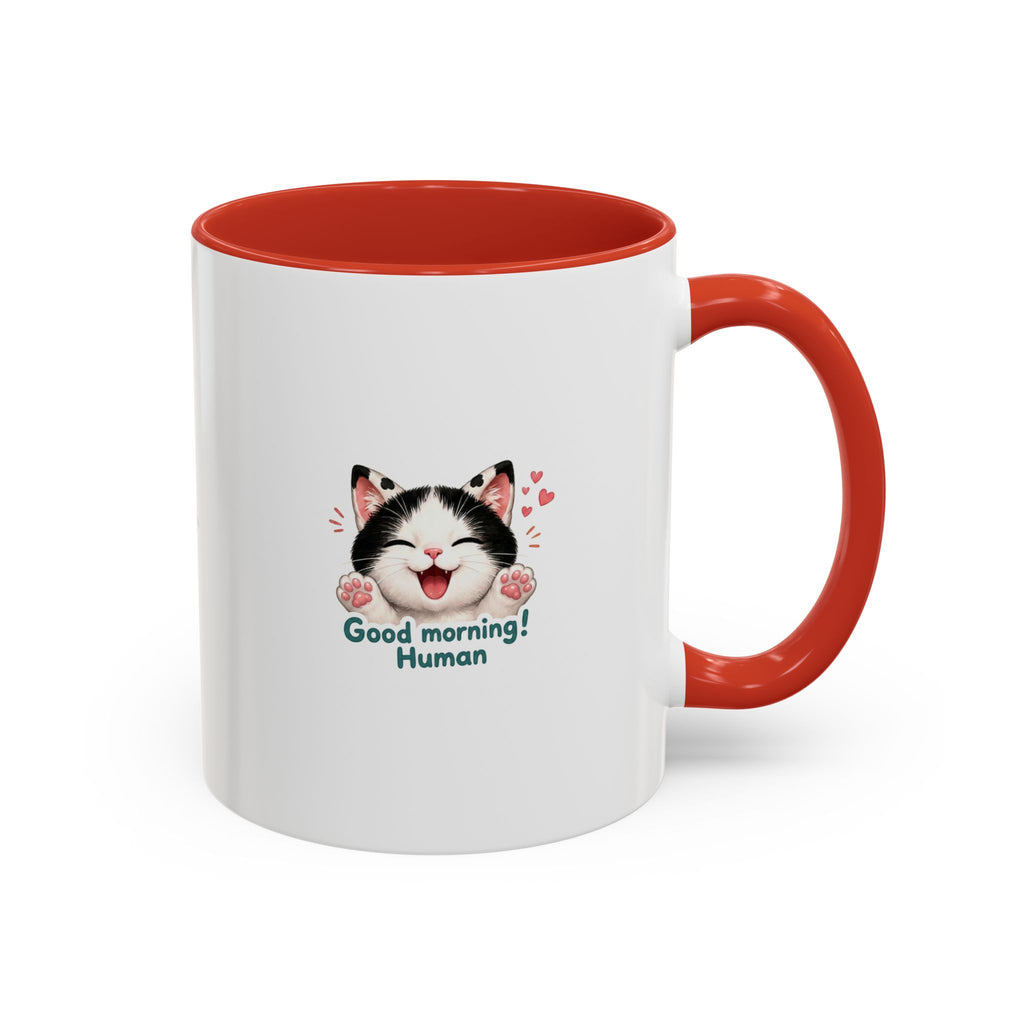 Good Morning, Human! —  Cute Tuxedo Cat Coffee Mug, Cowmeow & Co