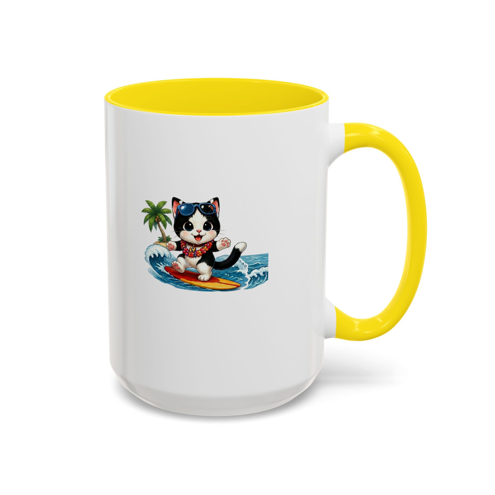 Surfing Cat Summer Coffee Mug | Cute Beach Cat Mug | Cowmeow & Co
