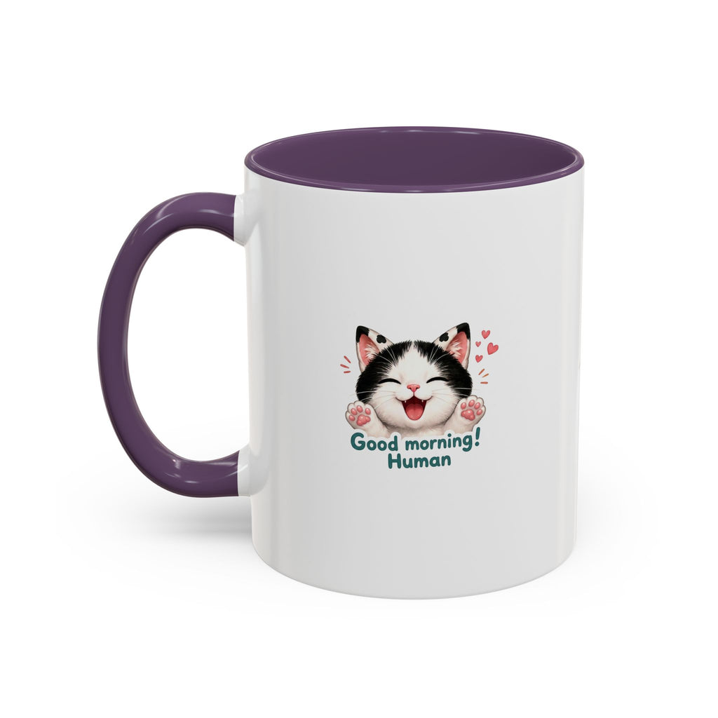 Good Morning, Human! —  Cute Tuxedo Cat Coffee Mug, Cowmeow & Co
