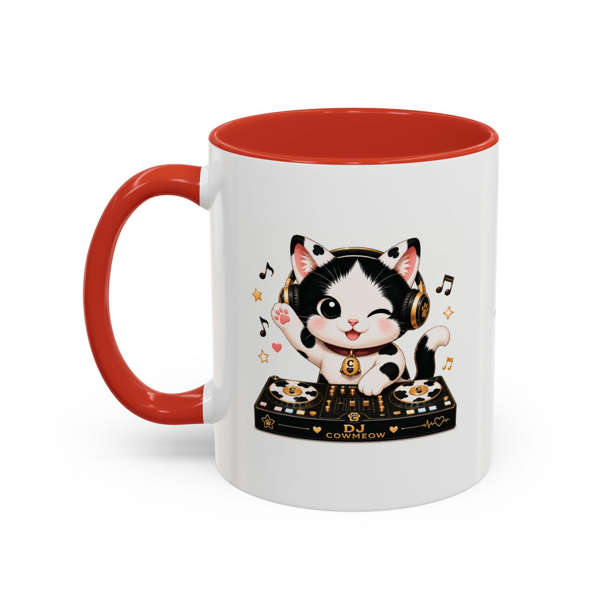 DJ Cat Coffee Mug | Funny Tuxedo Cat Gift | Cowmeow & Co