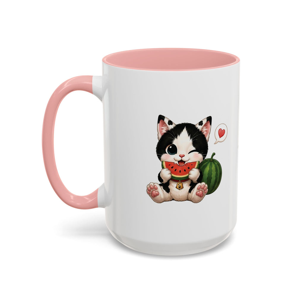 Watermelon Cat Mug | Cute Tuxedo Cat Coffee Mug | Cowmeow