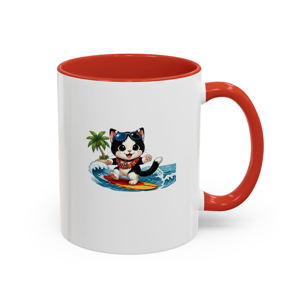 Surfing Cat Summer Coffee Mug | Cute Beach Cat Mug | Cowmeow & Co