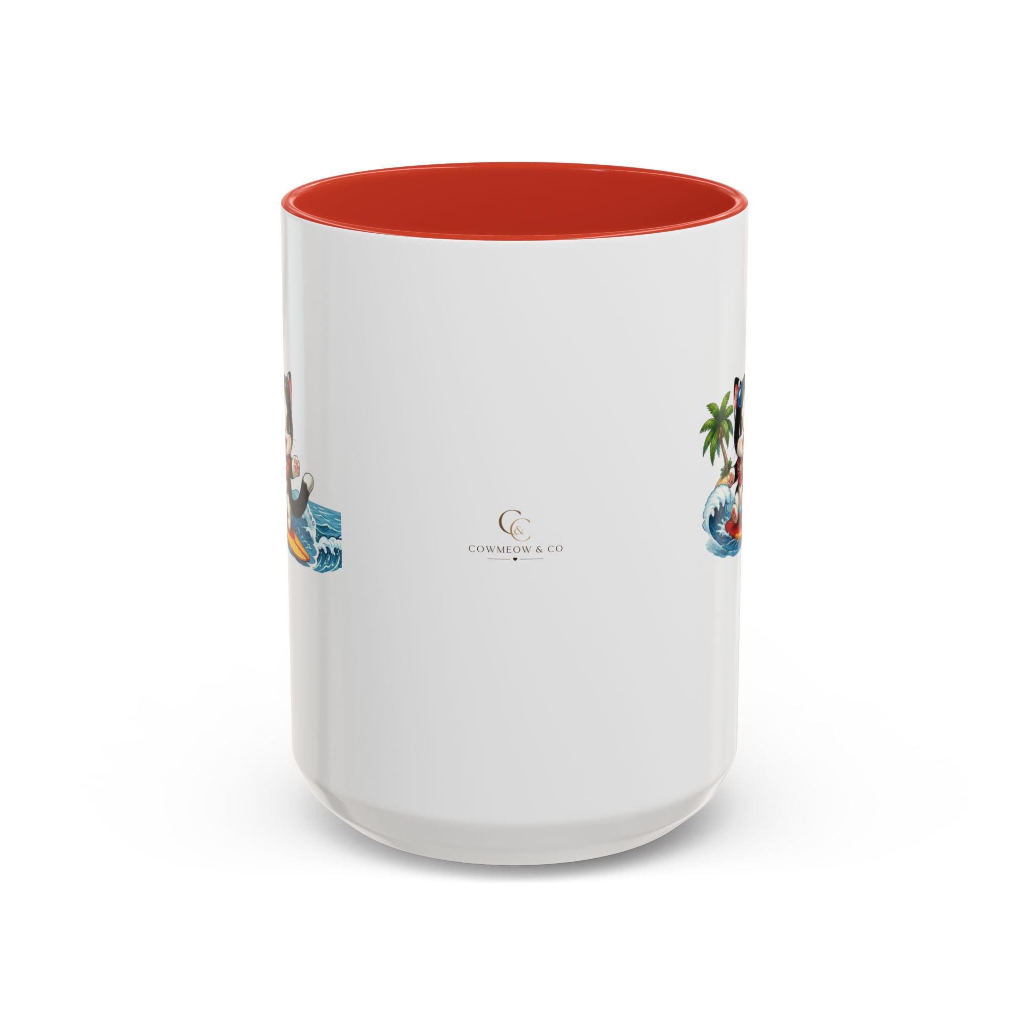 Surfing Cat Summer Coffee Mug | Cute Beach Cat Mug | Cowmeow & Co
