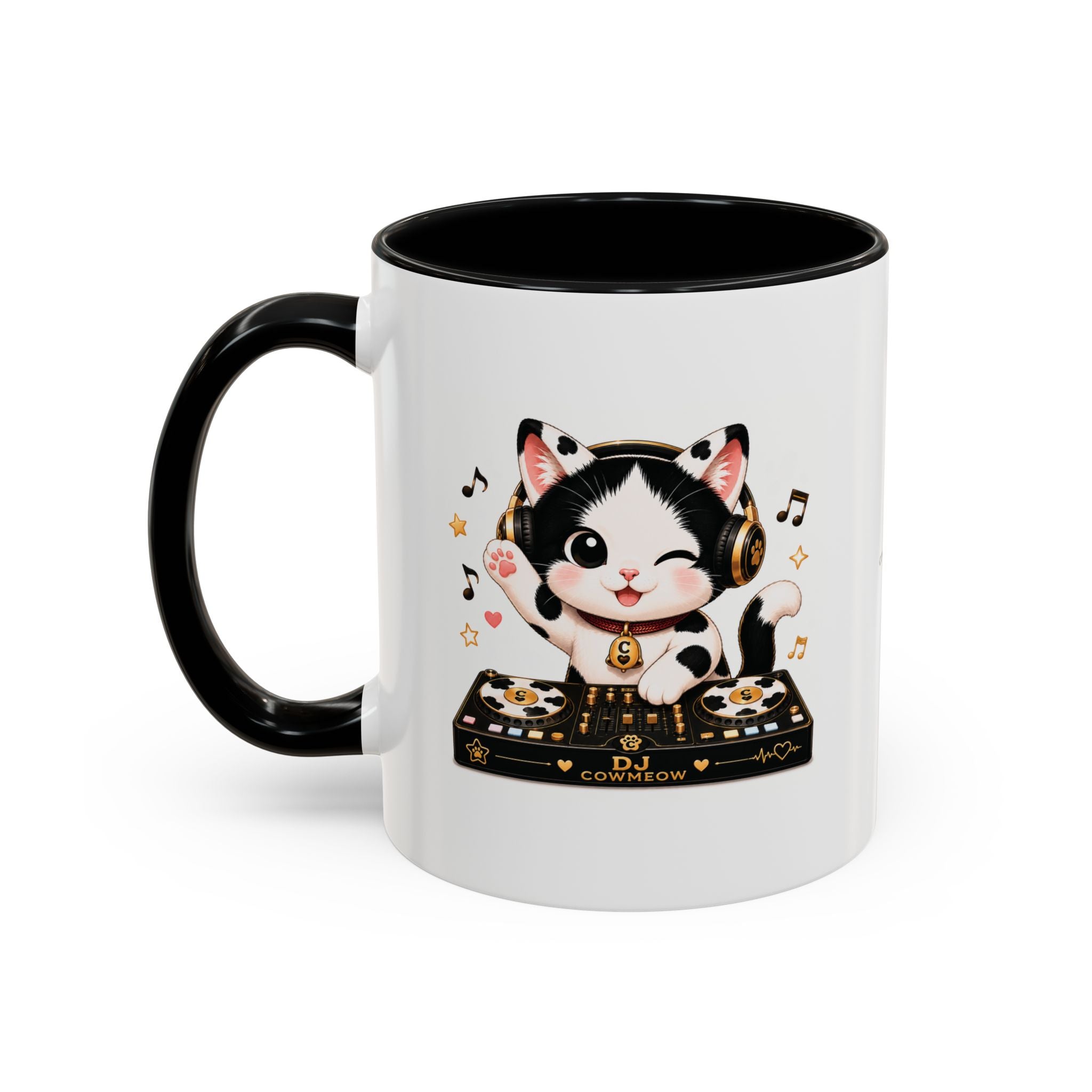 DJ Cat Coffee Mug | Funny Tuxedo Cat Gift | Cowmeow & Co