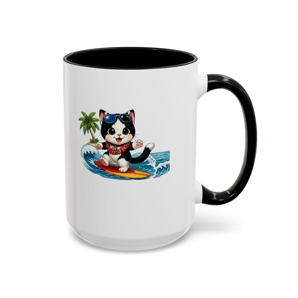 Surfing Cat Summer Coffee Mug | Cute Beach Cat Mug | Cowmeow & Co
