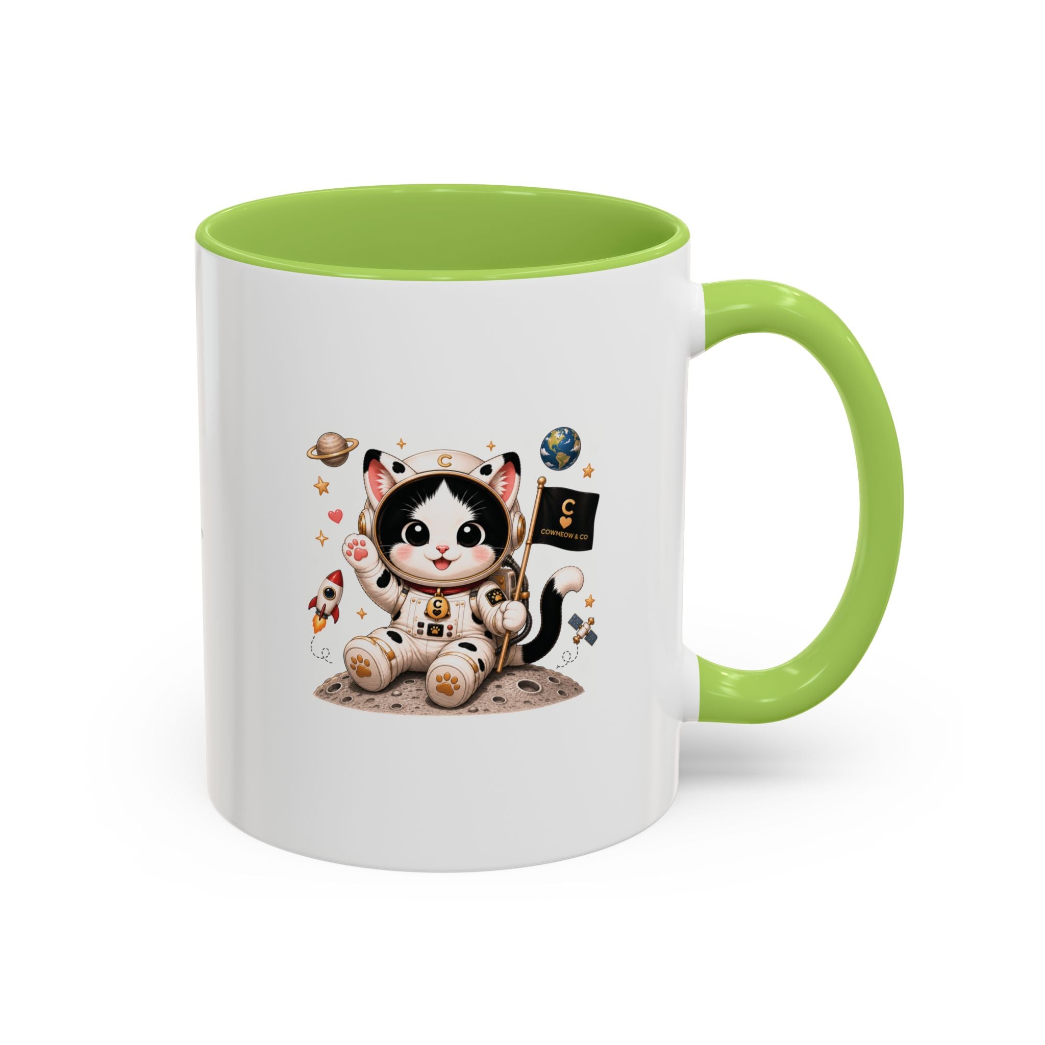 Astronaut Cowmeow Mug, Cute Tuxedo Cat, Space Coffee Mug, CowmeowandCo