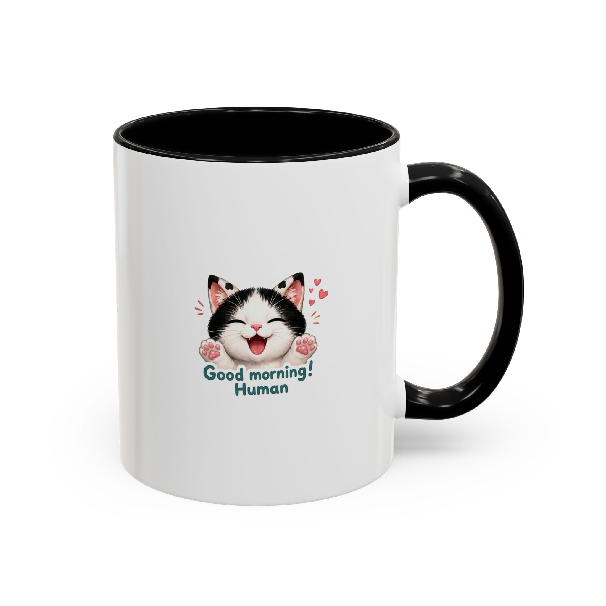 Good Morning, Human! —  Cute Tuxedo Cat Coffee Mug, Cowmeow & Co
