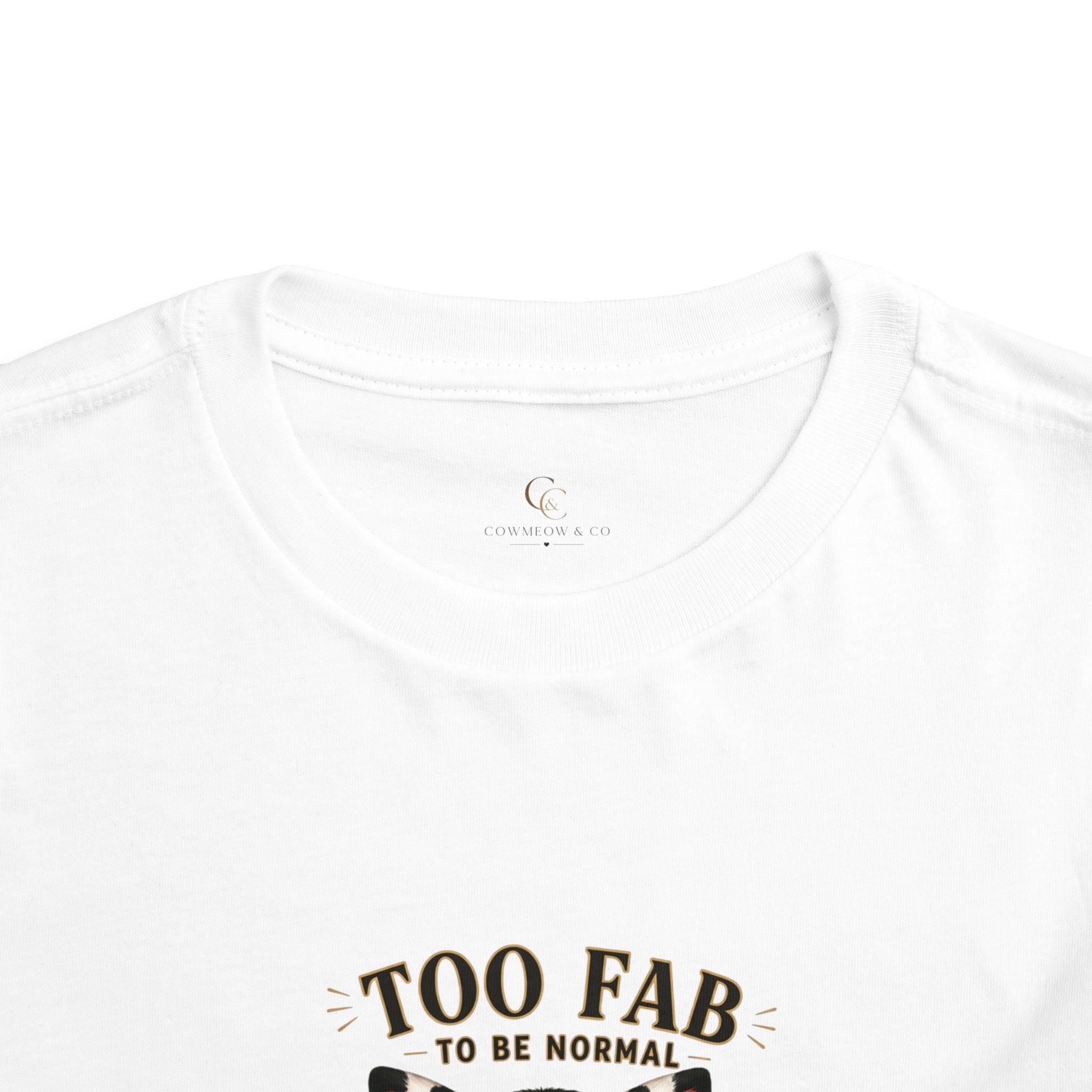Too Fab to Be Normal Toddler T-Shirt | Cute Tuxedo Cat Tee| Cowmeow & Co