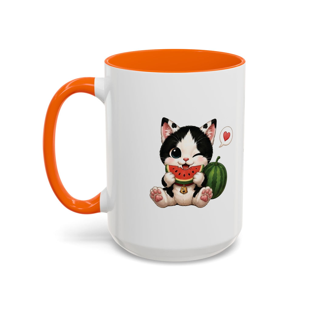 Watermelon Cat Mug | Cute Tuxedo Cat Coffee Mug | Cowmeow