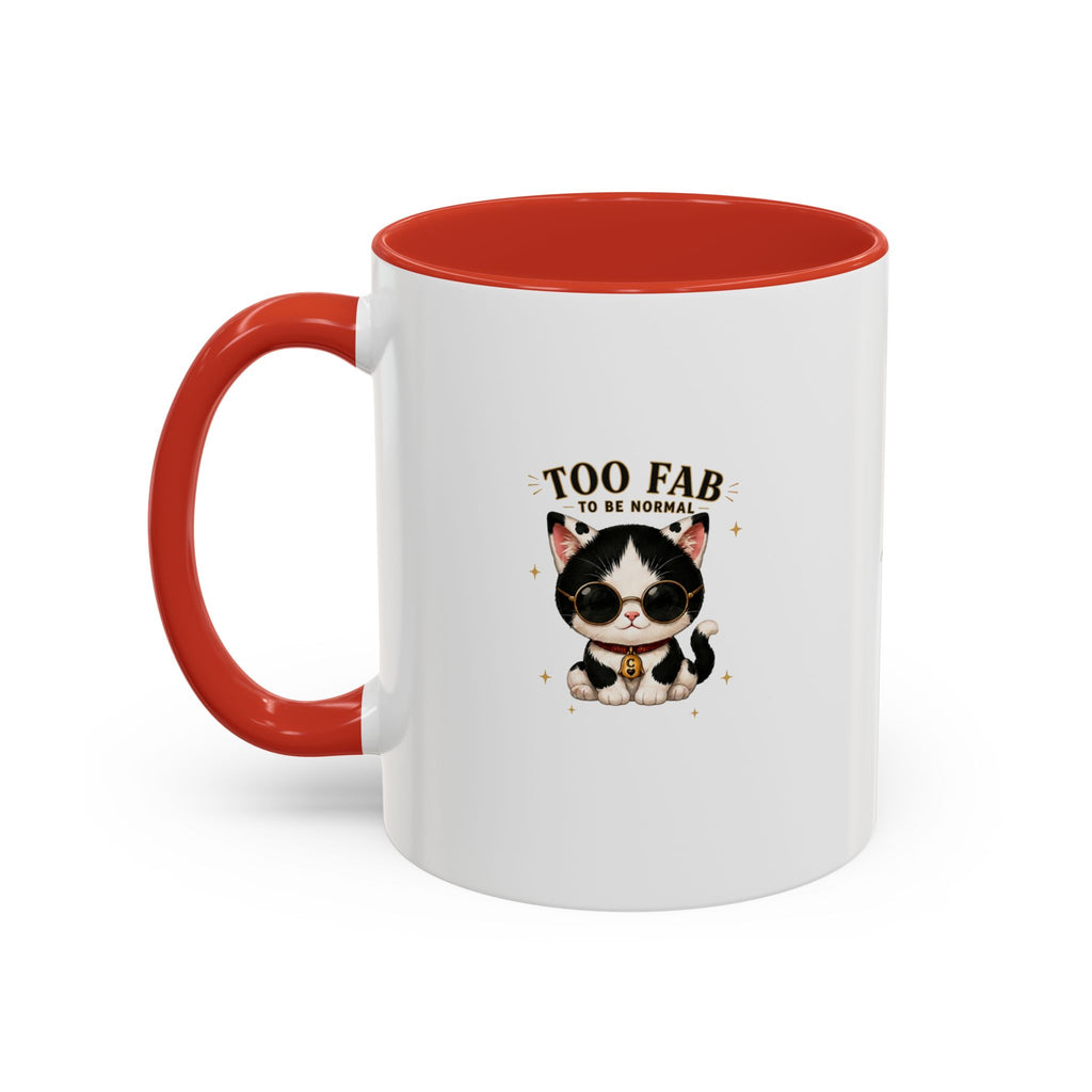 "Too Fab to be Normal Cat Mug | Funny Tuxedo Cat Coffee Mug | Cowmeow & Co"