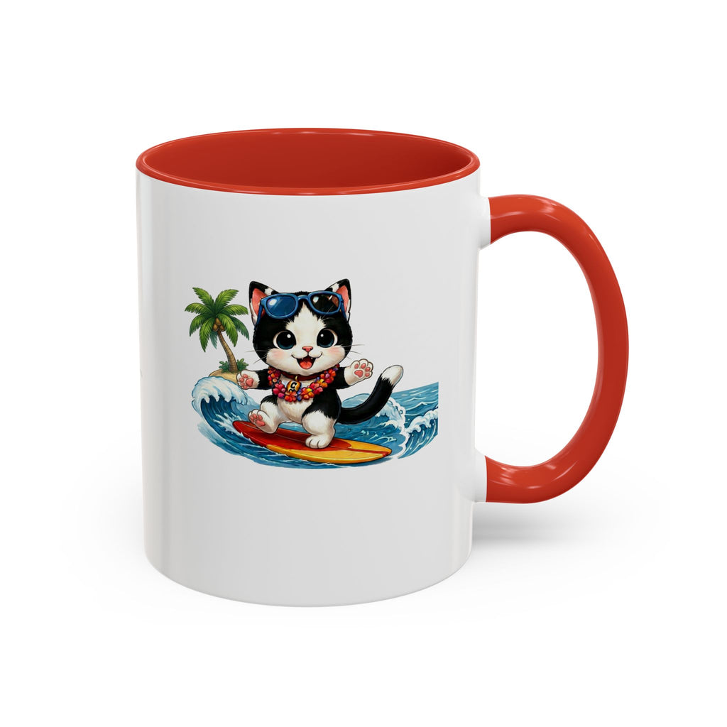 Surfing Cat Summer Coffee Mug | Cute Beach Cat Mug | Cowmeow & Co