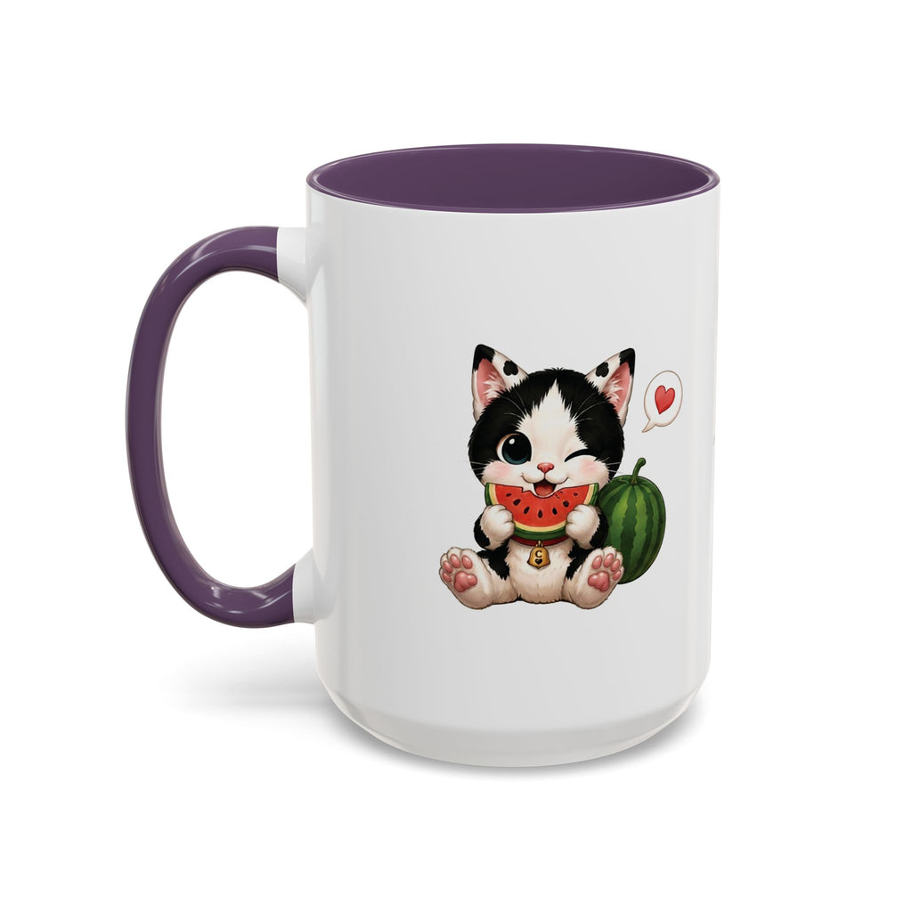 Watermelon Cat Mug | Cute Tuxedo Cat Coffee Mug | Cowmeow