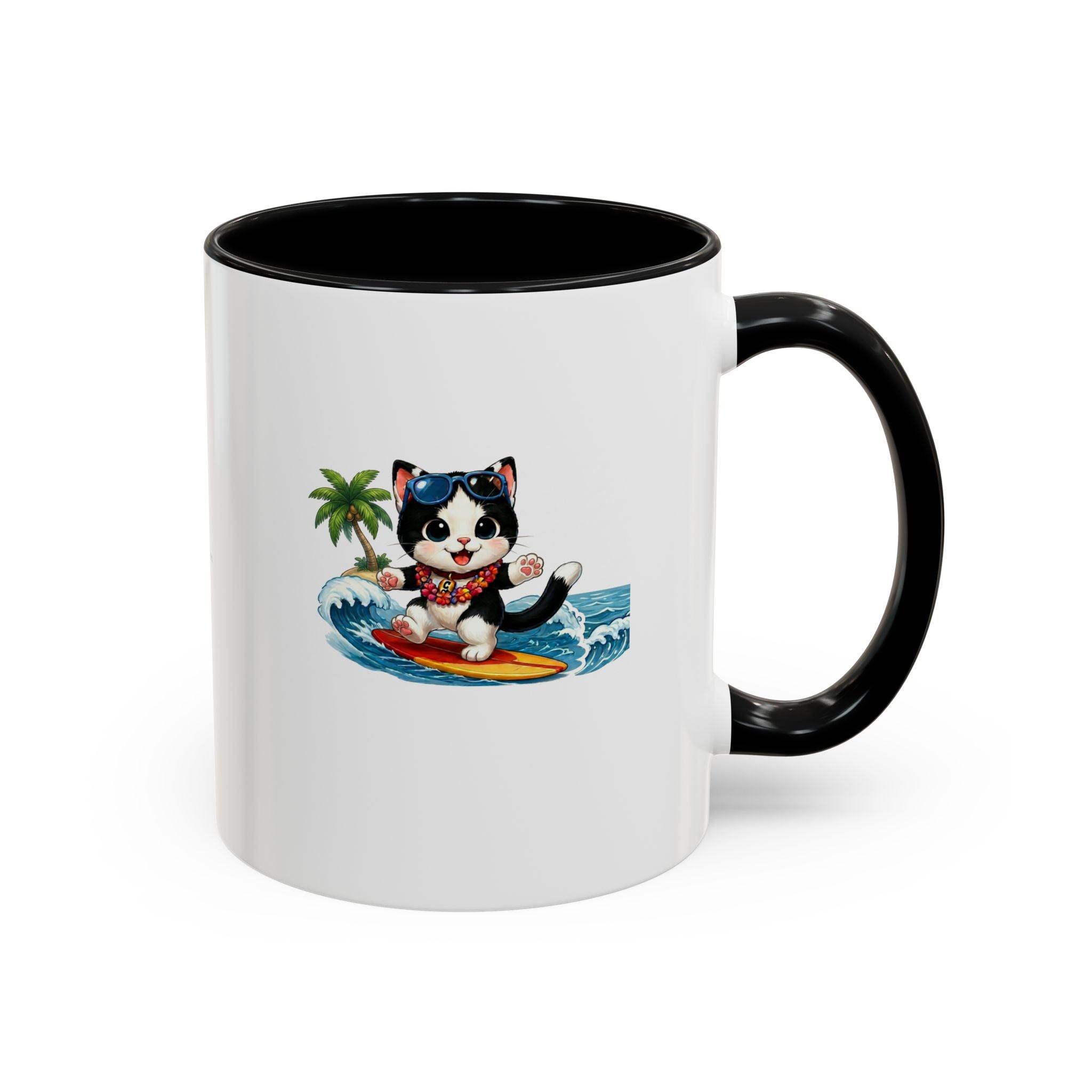 Surfing Cat Summer Coffee Mug | Cute Beach Cat Mug | Cowmeow & Co